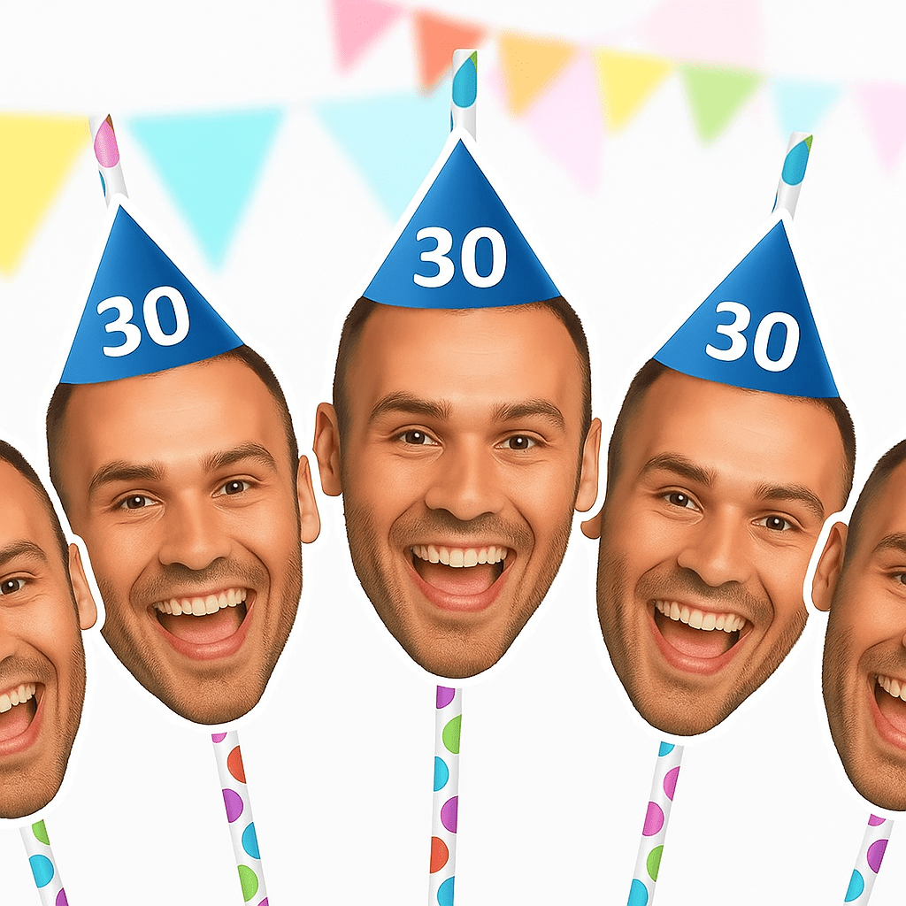 TEMU Custom Photo Face Straws Cutout 30th Birthday Party Decorations Personalised 21st 25th 40th Decorations