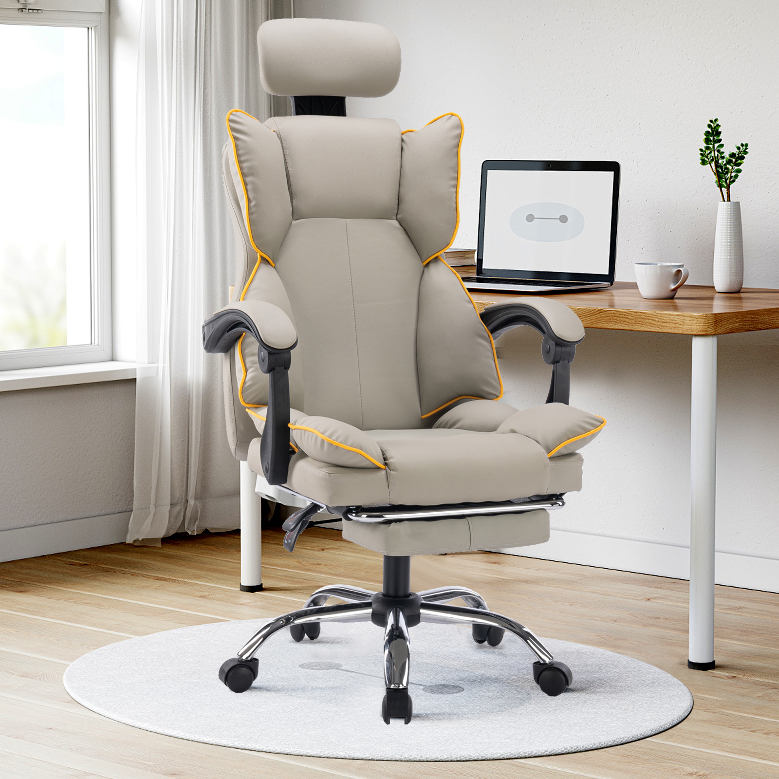 TEMU Executive Office Chair With Foot Rest High Chair Computer Gaming Chairs Black