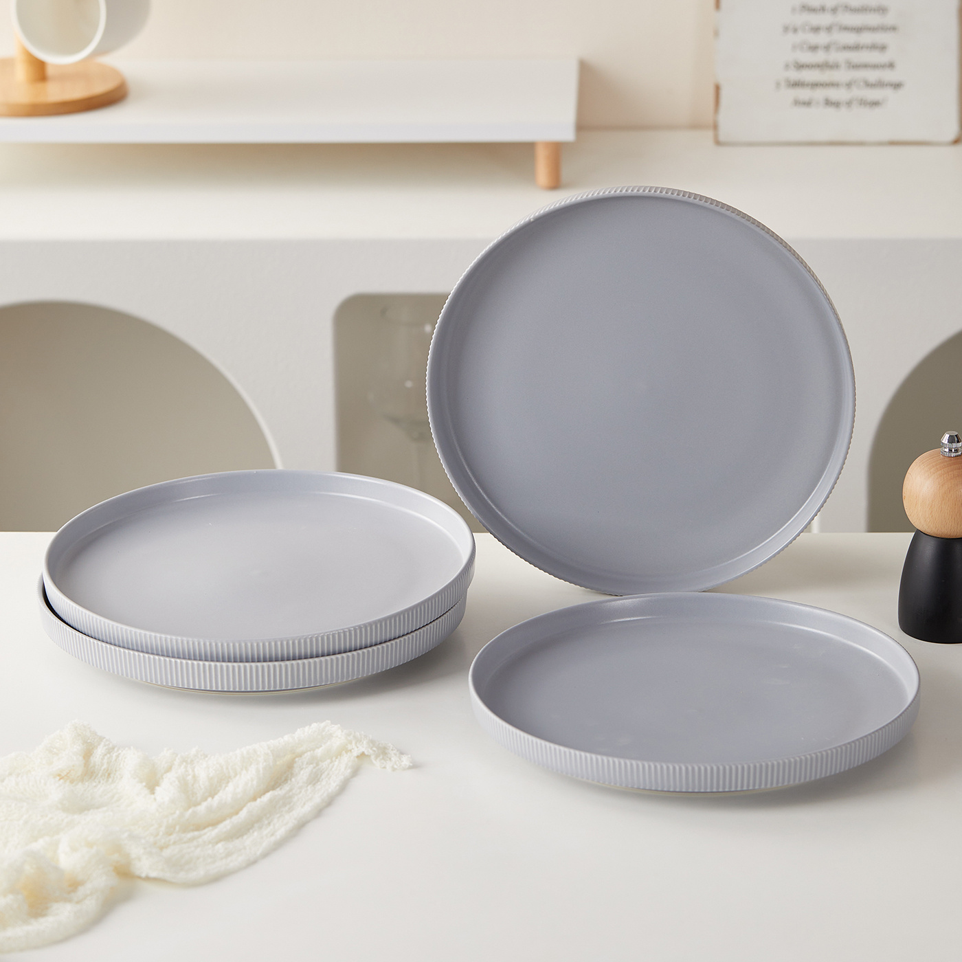 TEMU Set da 4 Pezzi, 10,5 Pollici, �27,7 cm, Stoviglie Opache, Set di , per Pasta, per Antipasti, Design Minimalista, Grande Capacit�, Antiscivolo e