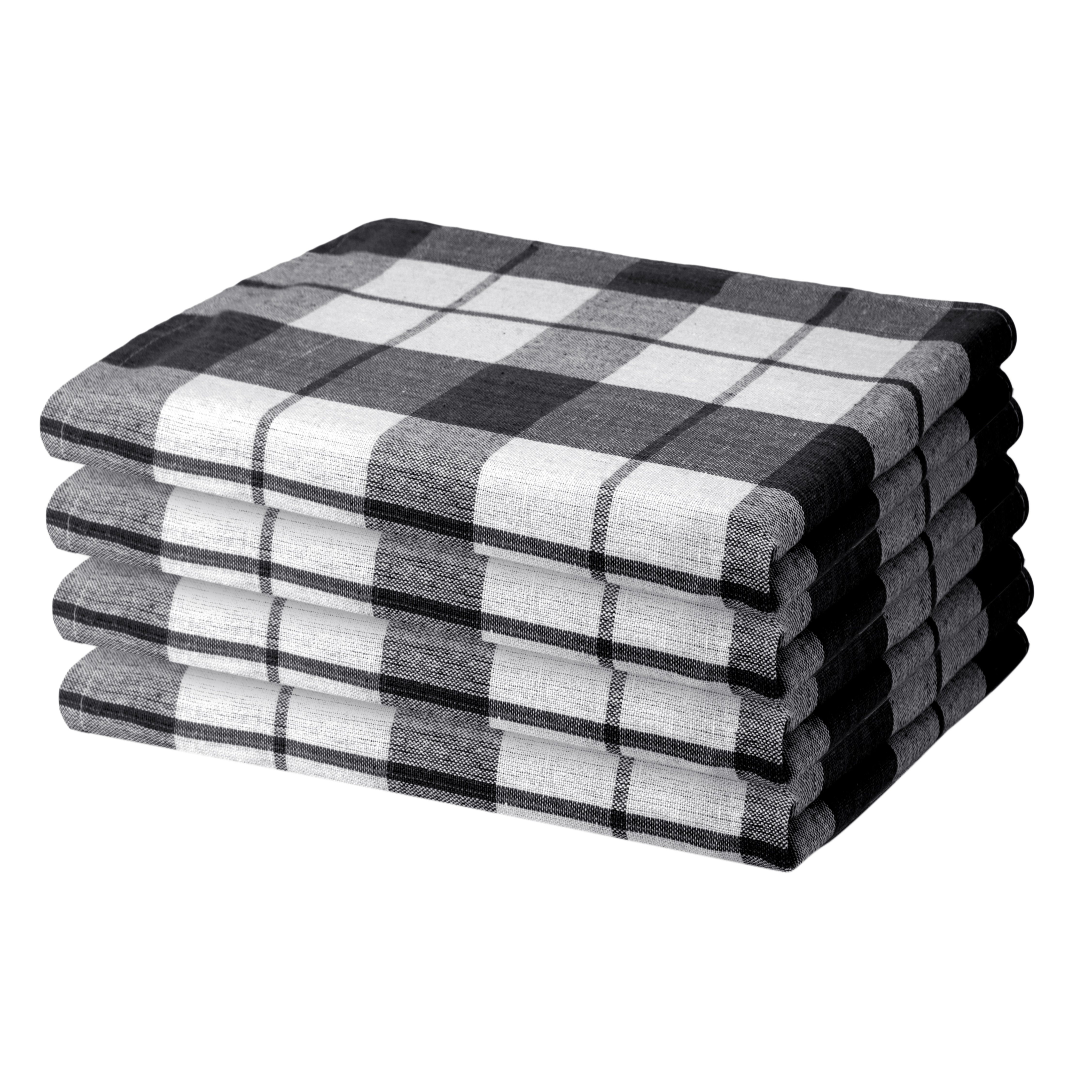 E-shop 4er Set Geschirrtücher 50x70 cm Karo Küchentücher waschbar saugfähig Baumwolle Modern Geschirrtuch zum abtrocknen für die Küche