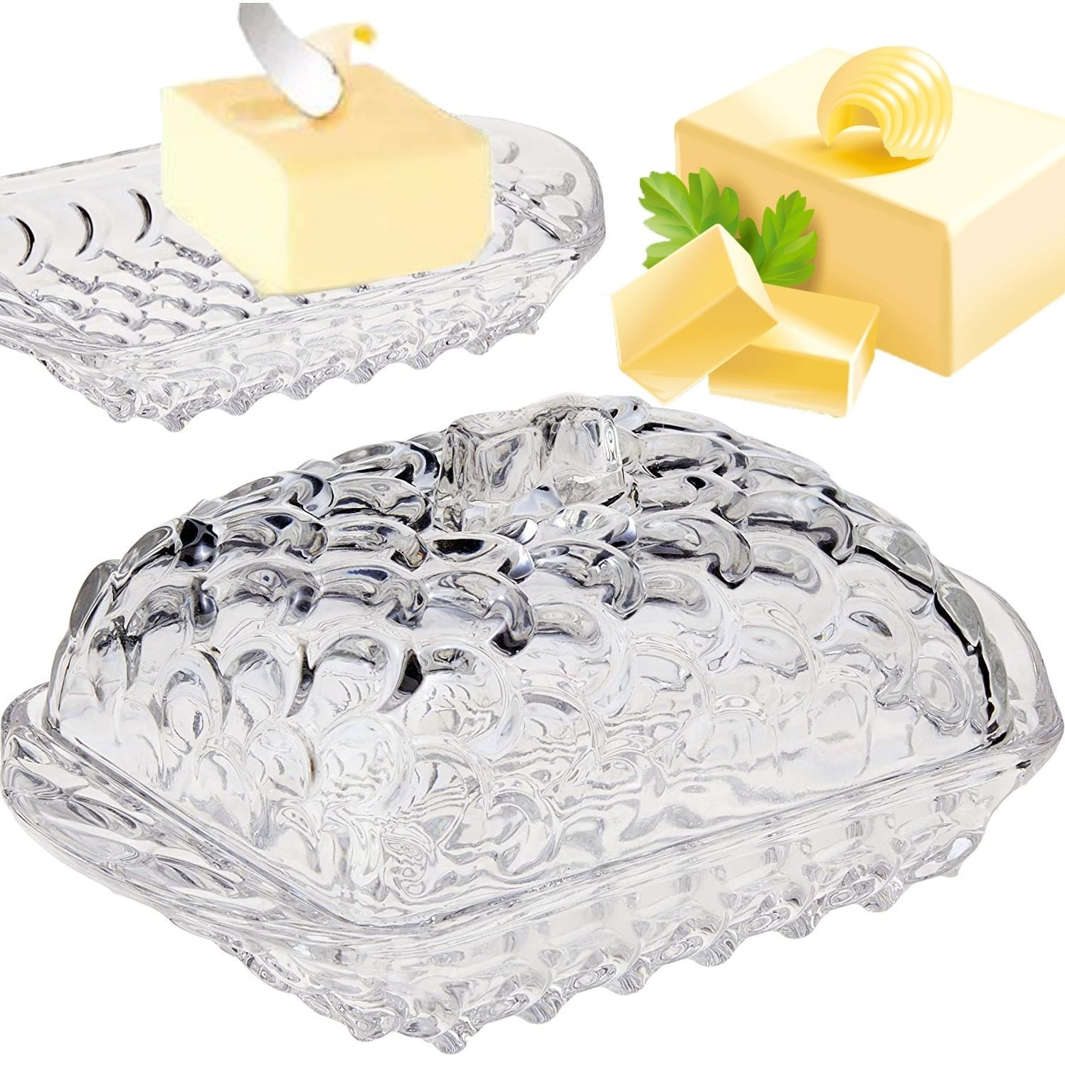 TEMU Glass Butter Dish With Lid And Handle For Butter