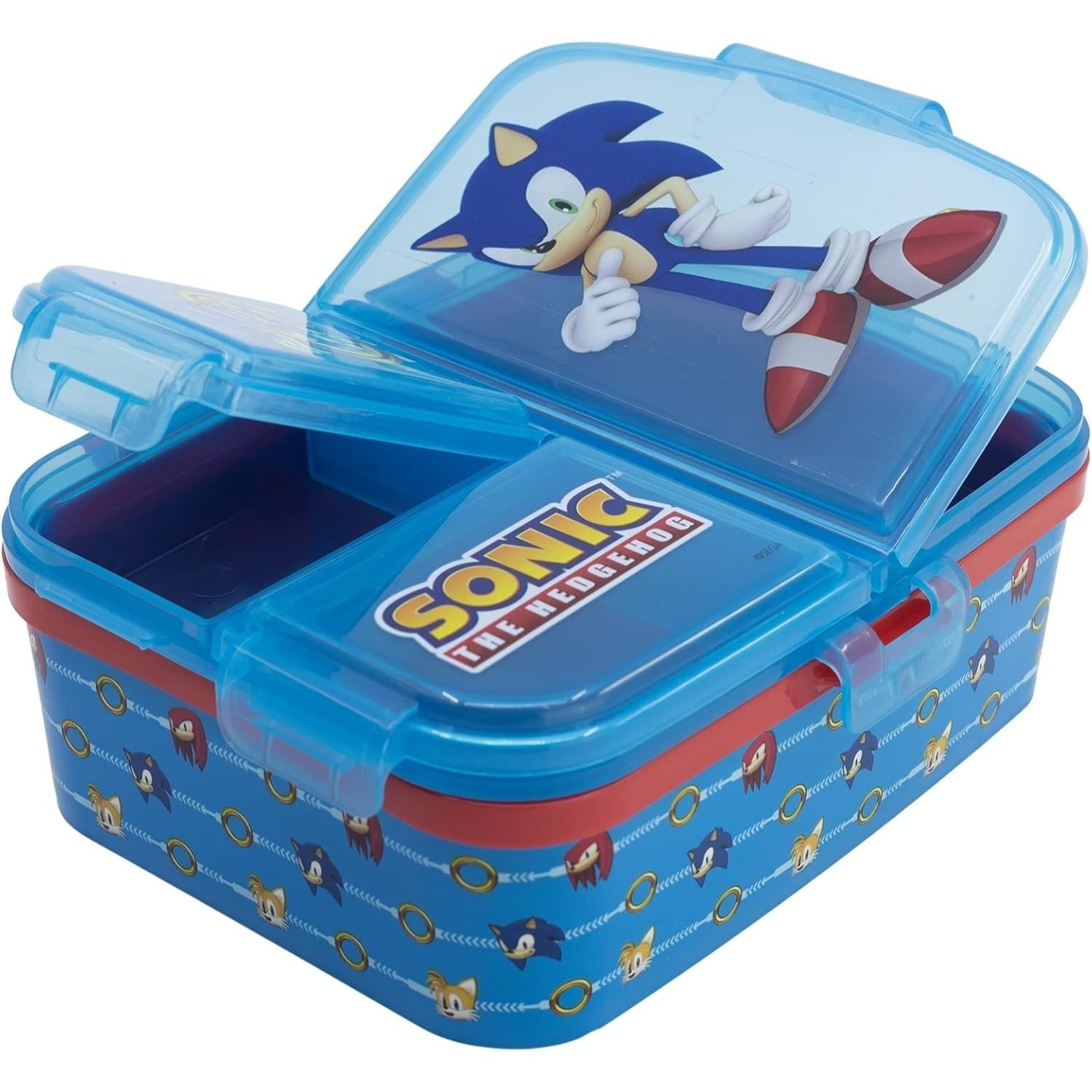 Image of - School Lunch Box With 3 Compartments Plastic Lunch Box For Kids Bpa Free