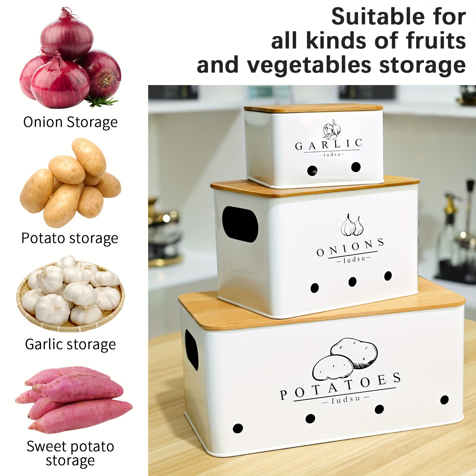 E-shop SAEIV 3 pcs Kartoffel Aufbewahrungsbox inkl. - zwiebeltopf, - Geeignet für gemüse aufbewahrung zwiebel aufbewahrung & kartoffel aufbewahrung