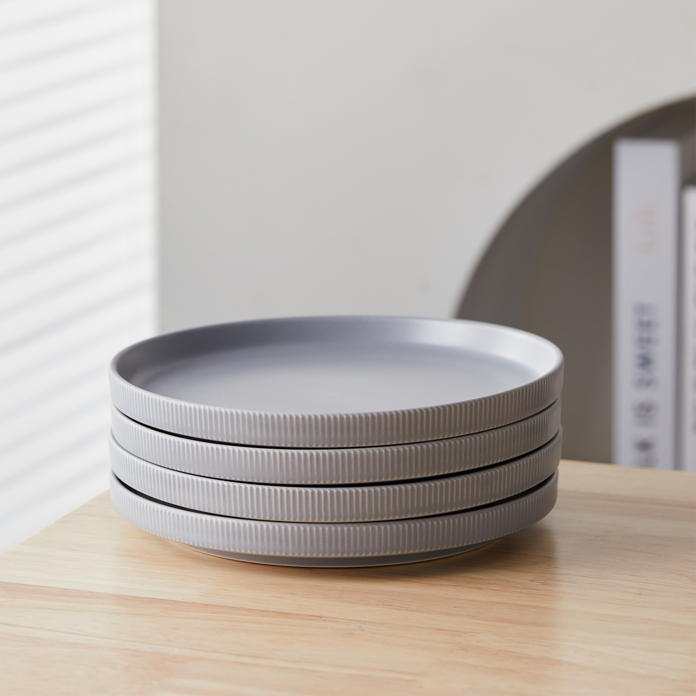 TEMU 4-piece Set, 8-inch, Ø21.3cm, Matte Dinnerware, Vegetable Plates, Salad Plates, Appetizer Plates, High-quality Ceramic, Non-slip And Durable,