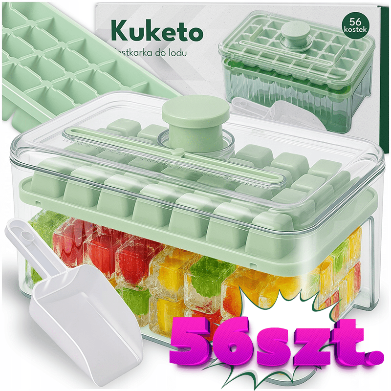 E-shop Kuketo - Set von 2 Eiskübelformen mit Behälter und Schaufel - Frostschutz gegen Geruchsgefahr, Hygienische Eis-Aufbewahrung, Schaufel zum