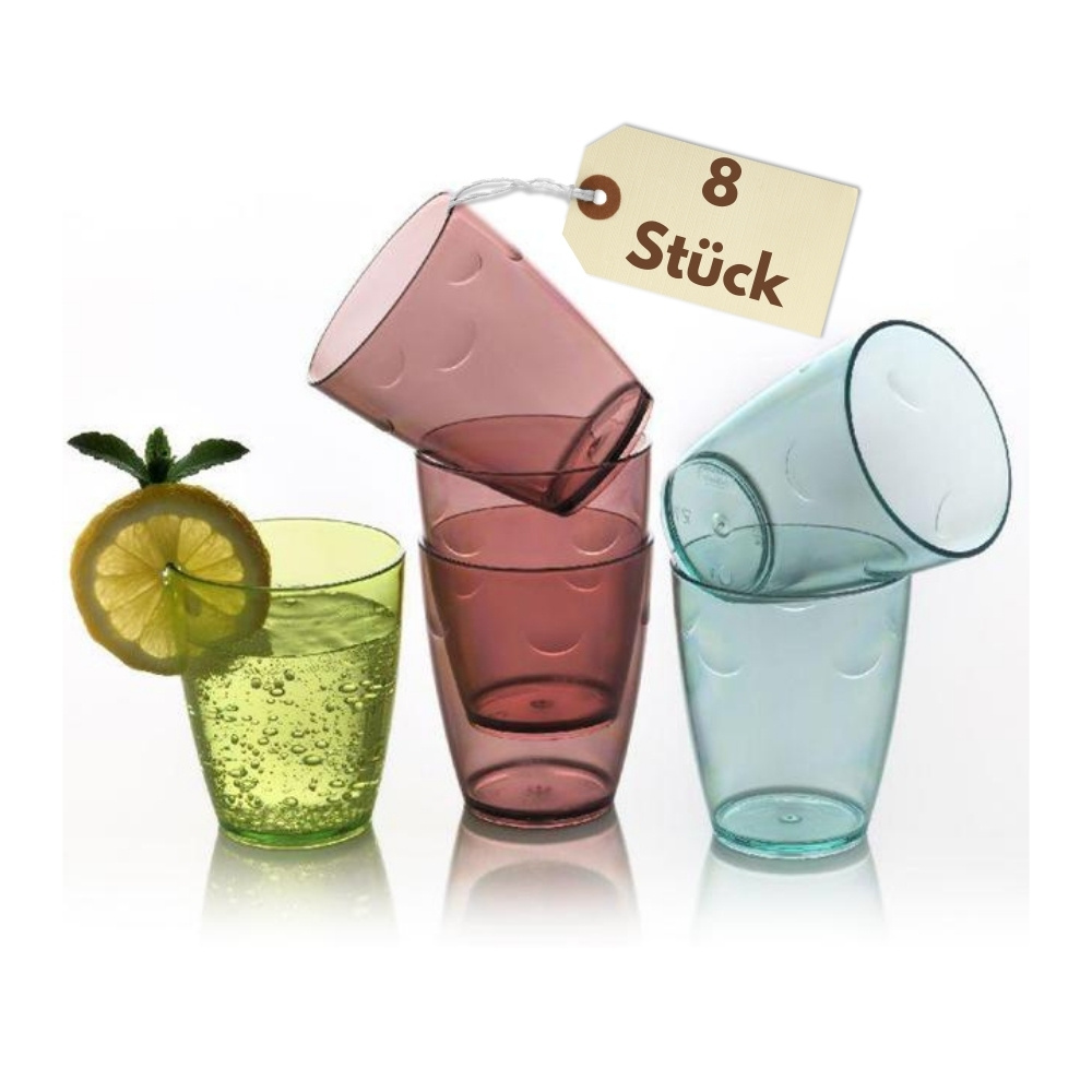 Image of Drinking Glasses Set Of 8 Water Glasses Set Dishwasher Safe Drinking Glasses For Kids Children's Glasses Camping Glasses Glass Set Plastic Glasses Plastic Glasses 280 Ml