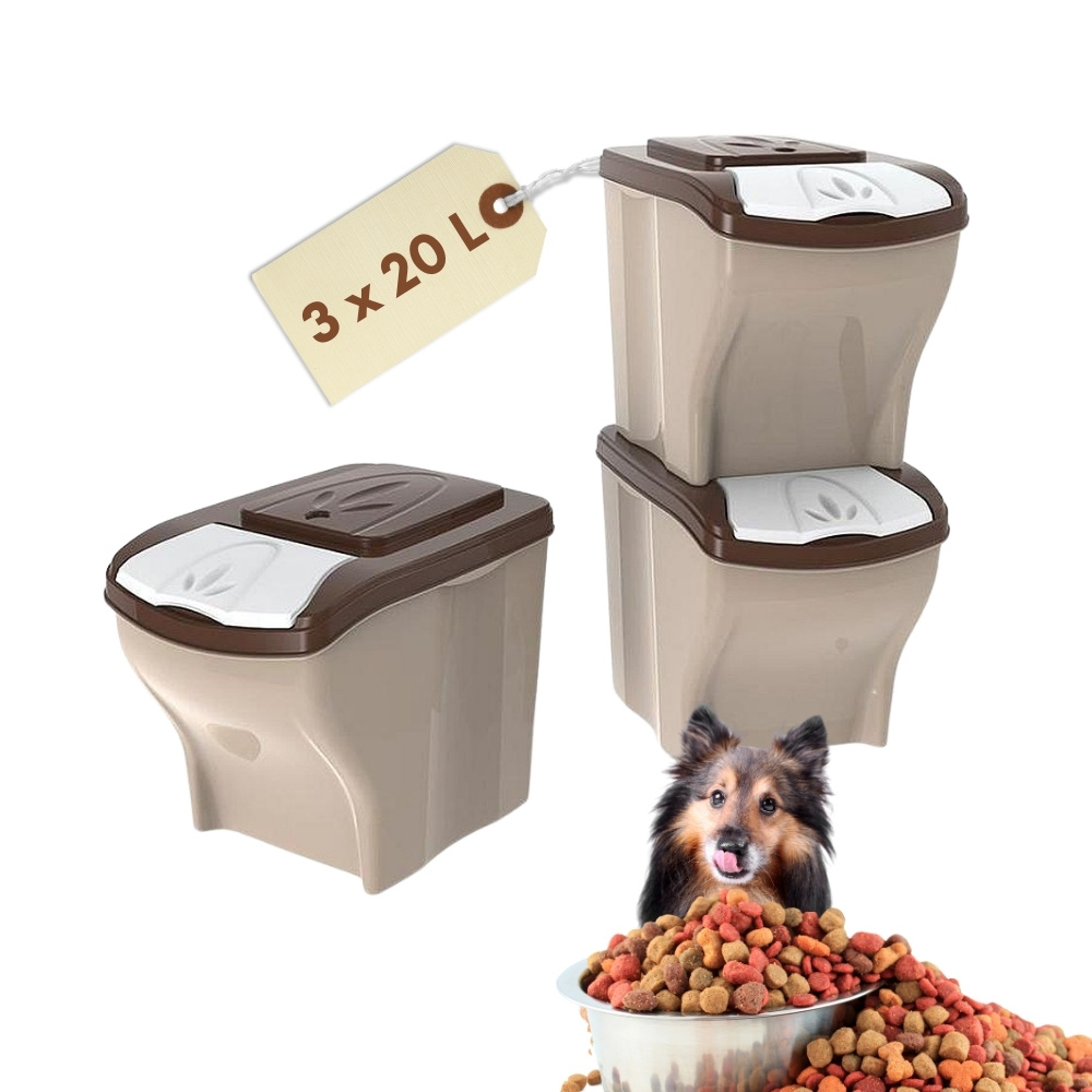 3-piece Set Dog Food Storage Bin, Dog With Lid, Dog Food Container, Cat Food Box, Horse Feed Bin, 60l Pet Food Storage For Cats And Dogs