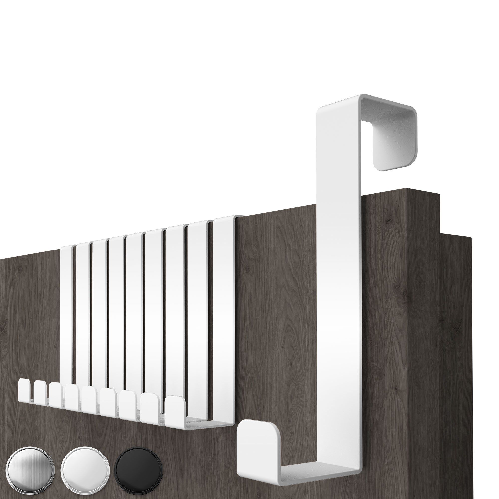 Lindenstein Door Hook Set (10 Pieces) - Selectable Colors: Gray/silver/ | Sturdy & Durable Coat Hooks For Doors | Individually Usable Door Coat Rack | Applicable