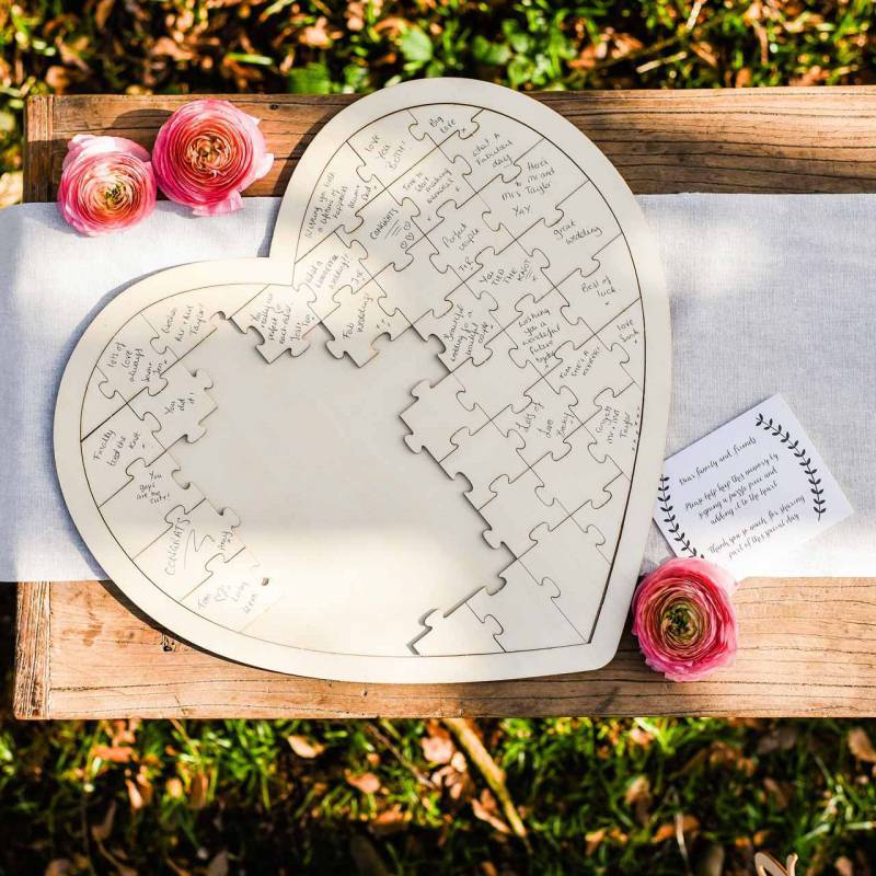 TEMU PUZZLE DE FIRMAS MADERA CORAZÓN - Puzzles libros de firma para