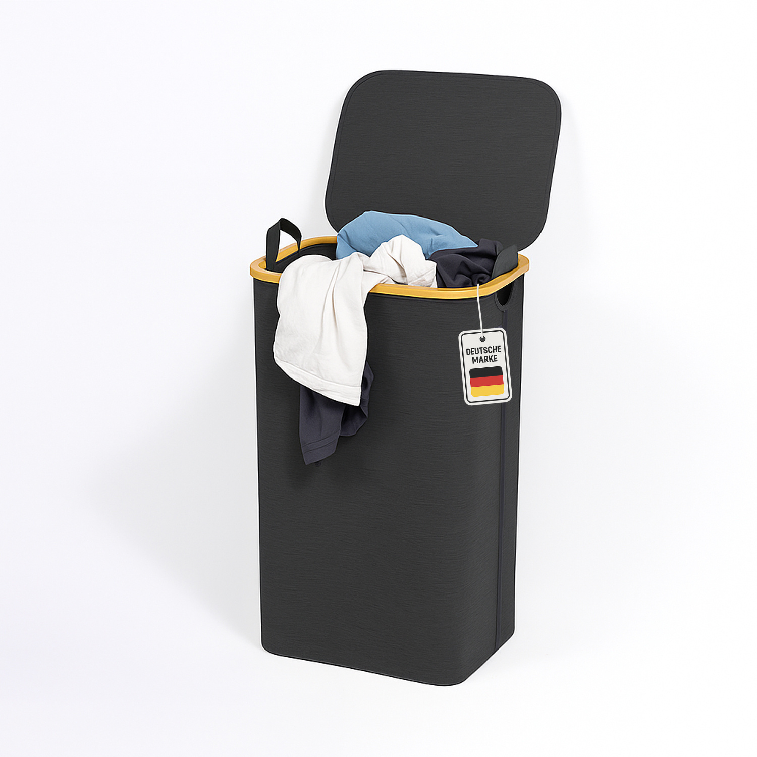 Image of Roxlin Laundry Basket With Lid 100l – Foldable Laundry Collector With Removable Bag – Bamboo Frame & Durable Material – Space- & Easy To Carry – Ideal For Bathroom, Bedroom & Laundry Room