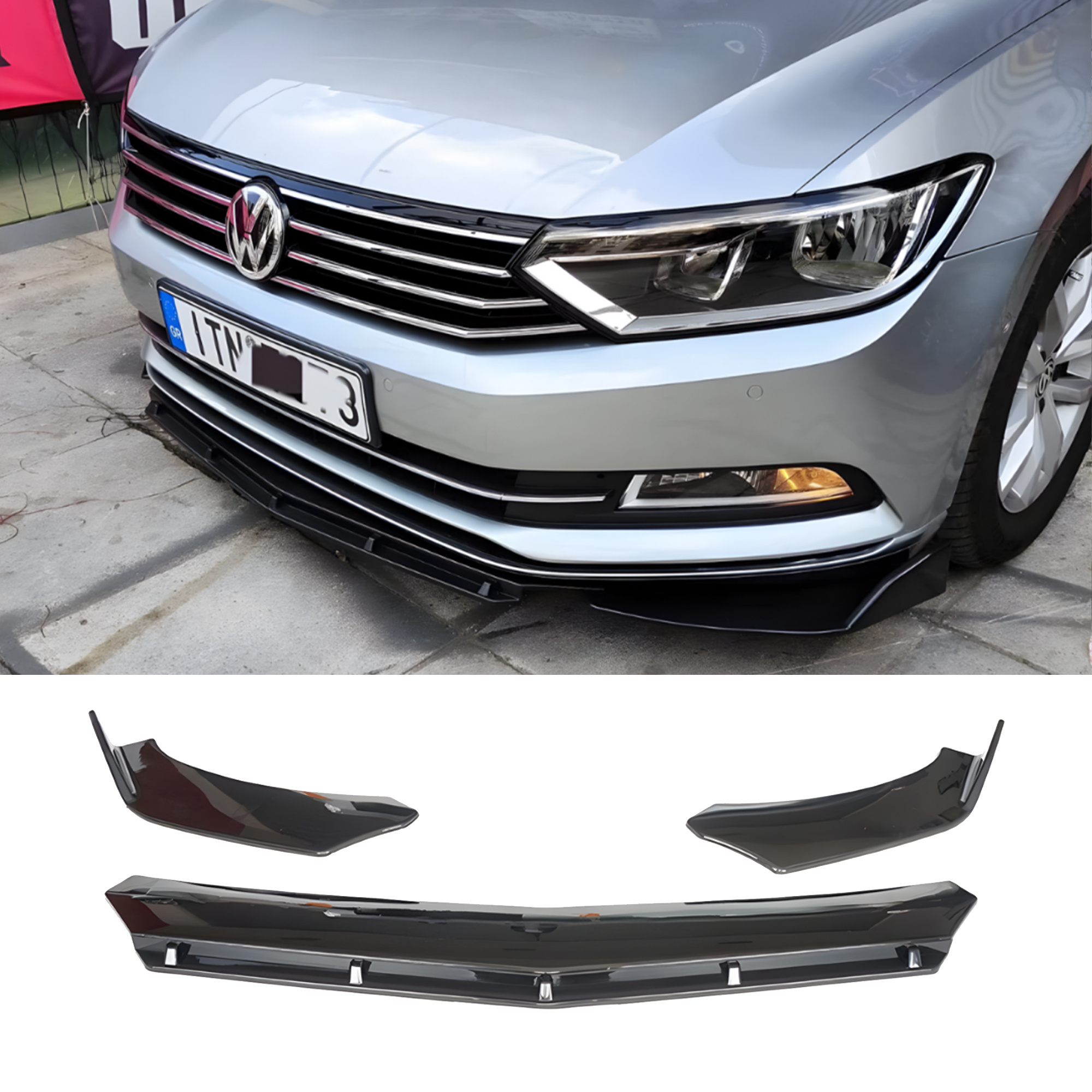 Front Bumper Lip Wrap For Vw B8 2015-2019 Br Model 3pcs All Car Adjustable Universal Car Tuning Body Part Body Kit