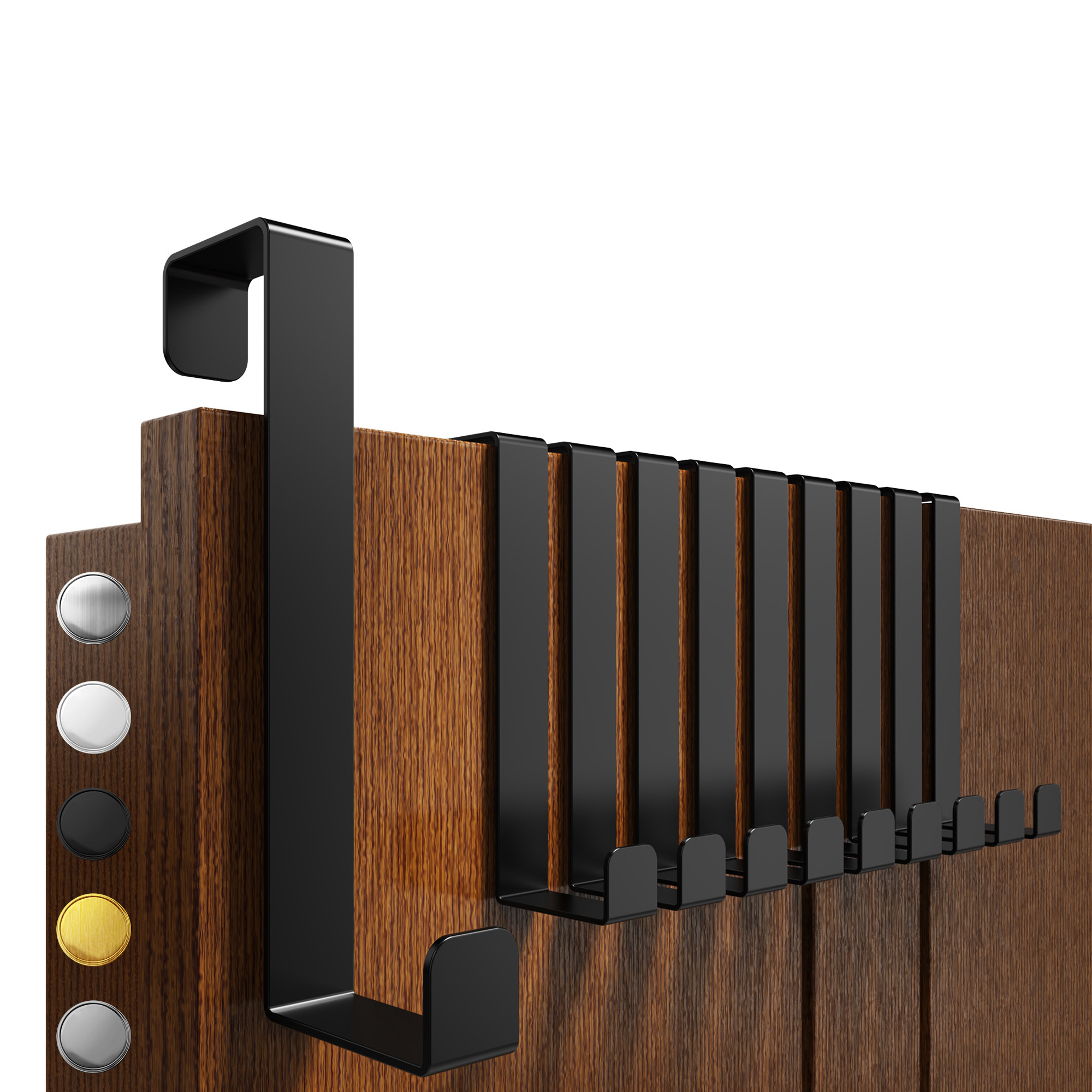 Lindenstein Universal Door Coat Rack - 10 Sturdy Coat Hooks In White/black/gold/silver | Flexible Door With Capacity | Practical Hanging Solution For The Entire Apartment