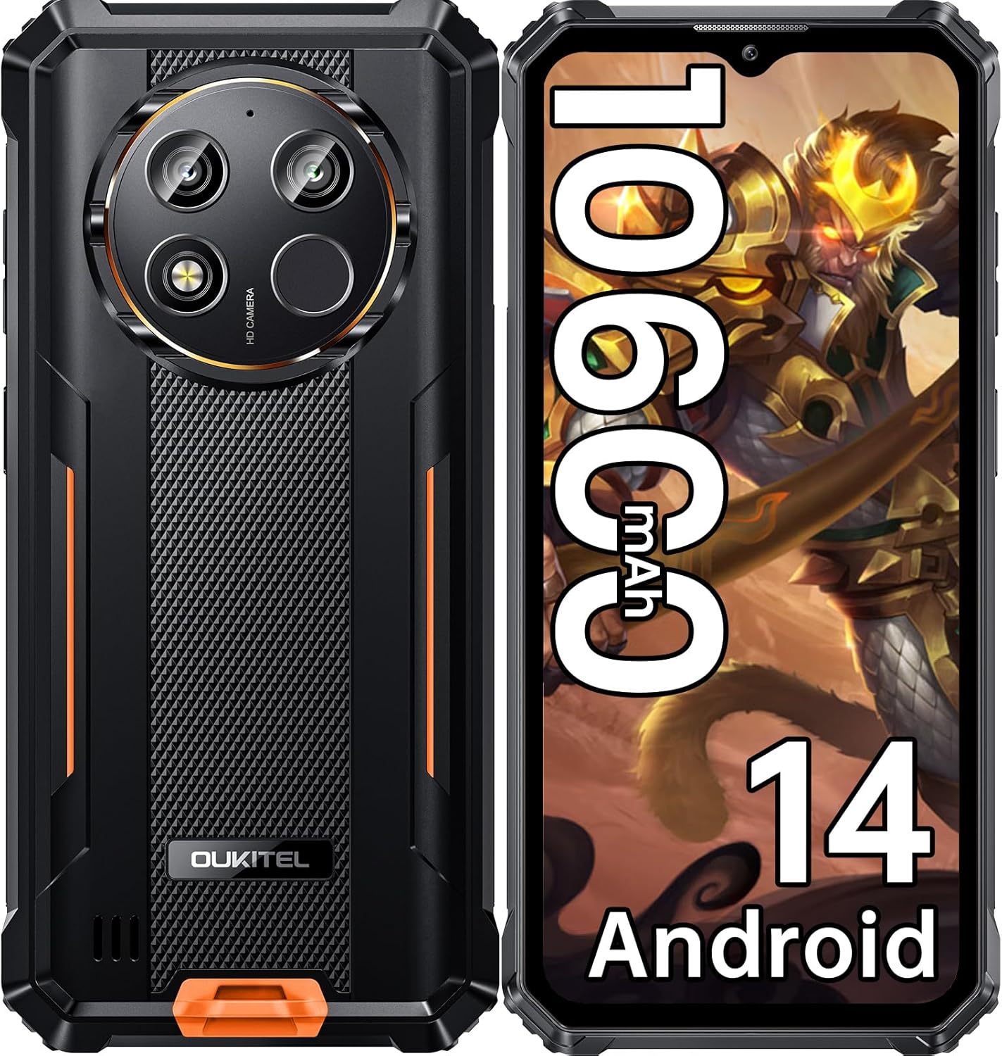 OUKITEL WP28E Rugged Smartphone Android 14-10600mAh Mobile Phones, 16GB + 64GB/1TB, 6.52