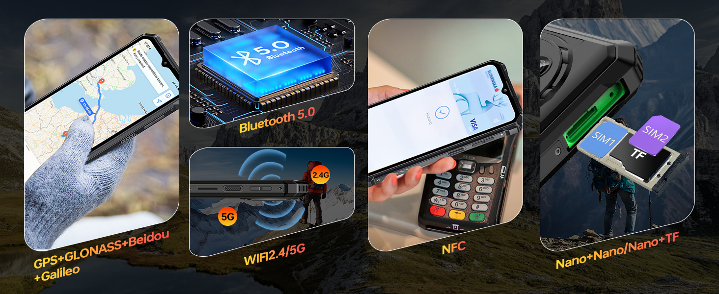 OUKITEL WP28E Rugged Smartphone Android 14-10600mAh Mobile Phones, 16GB + 64GB/1TB, 6.52