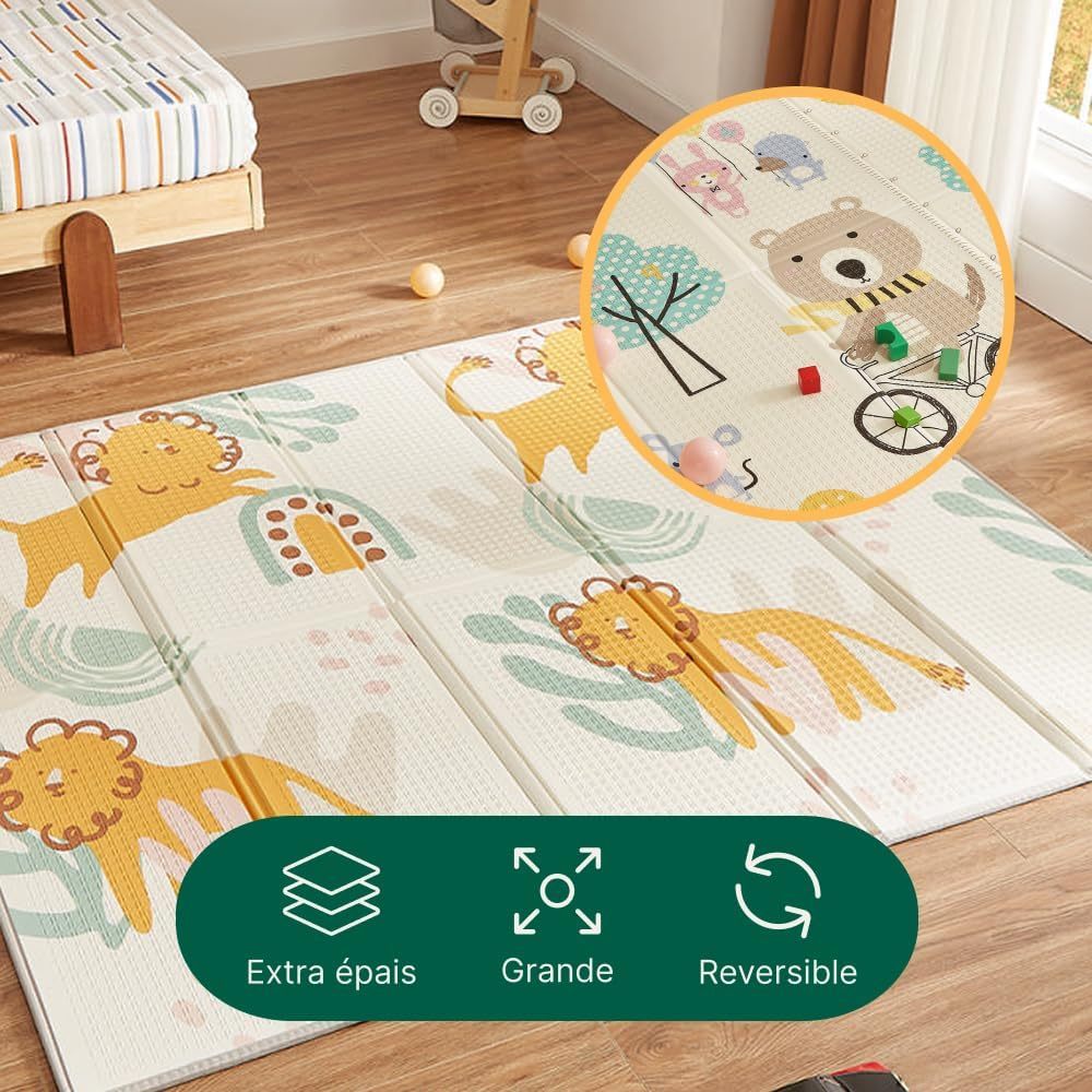 Evolutionaire Baby Speelmat 175x150cm, Opvouwbaar en Waterdicht Zachte en Kleurrijke Grote Baby Mat, Extra Dik, Compacte Baby Speelkleed, Makkelijk Op te Bergen