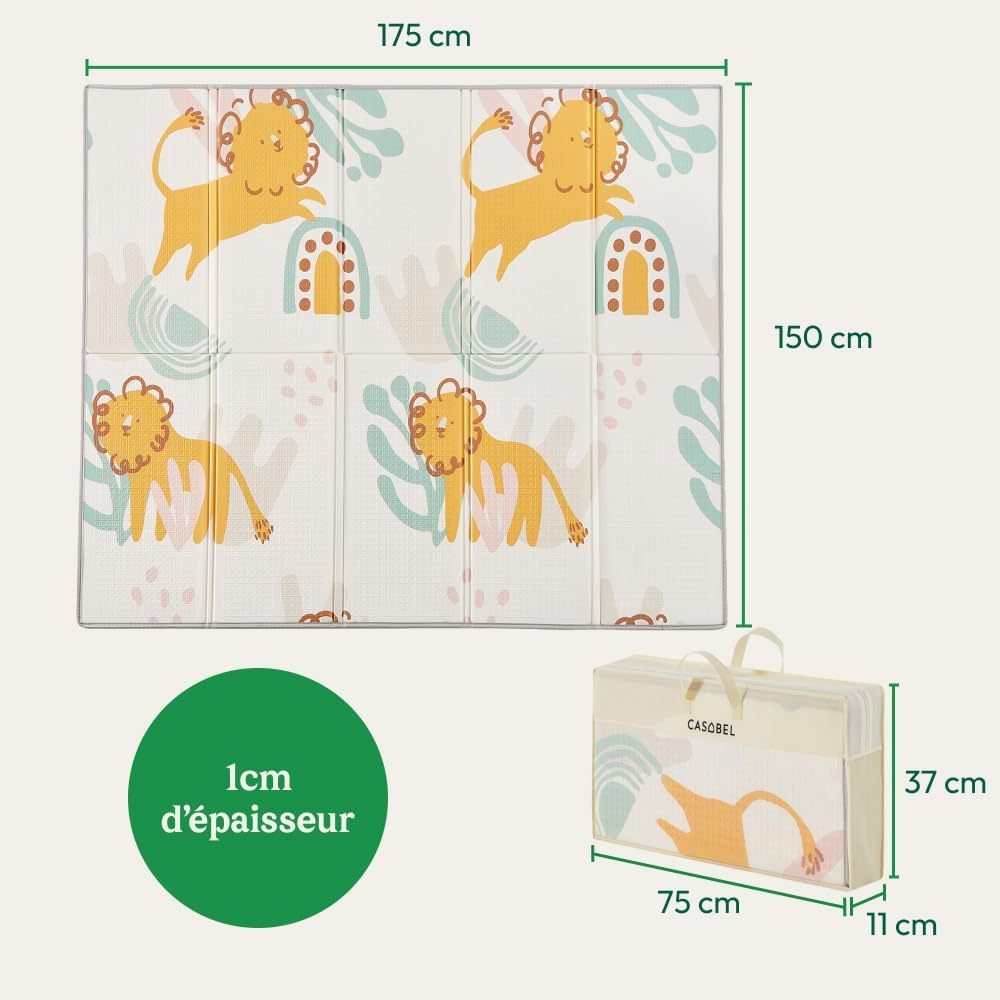Evolutionaire Baby Speelmat 175x150cm, Opvouwbaar en Waterdicht Zachte en Kleurrijke Grote Baby Mat, Extra Dik, Compacte Baby Speelkleed, Makkelijk Op te Bergen