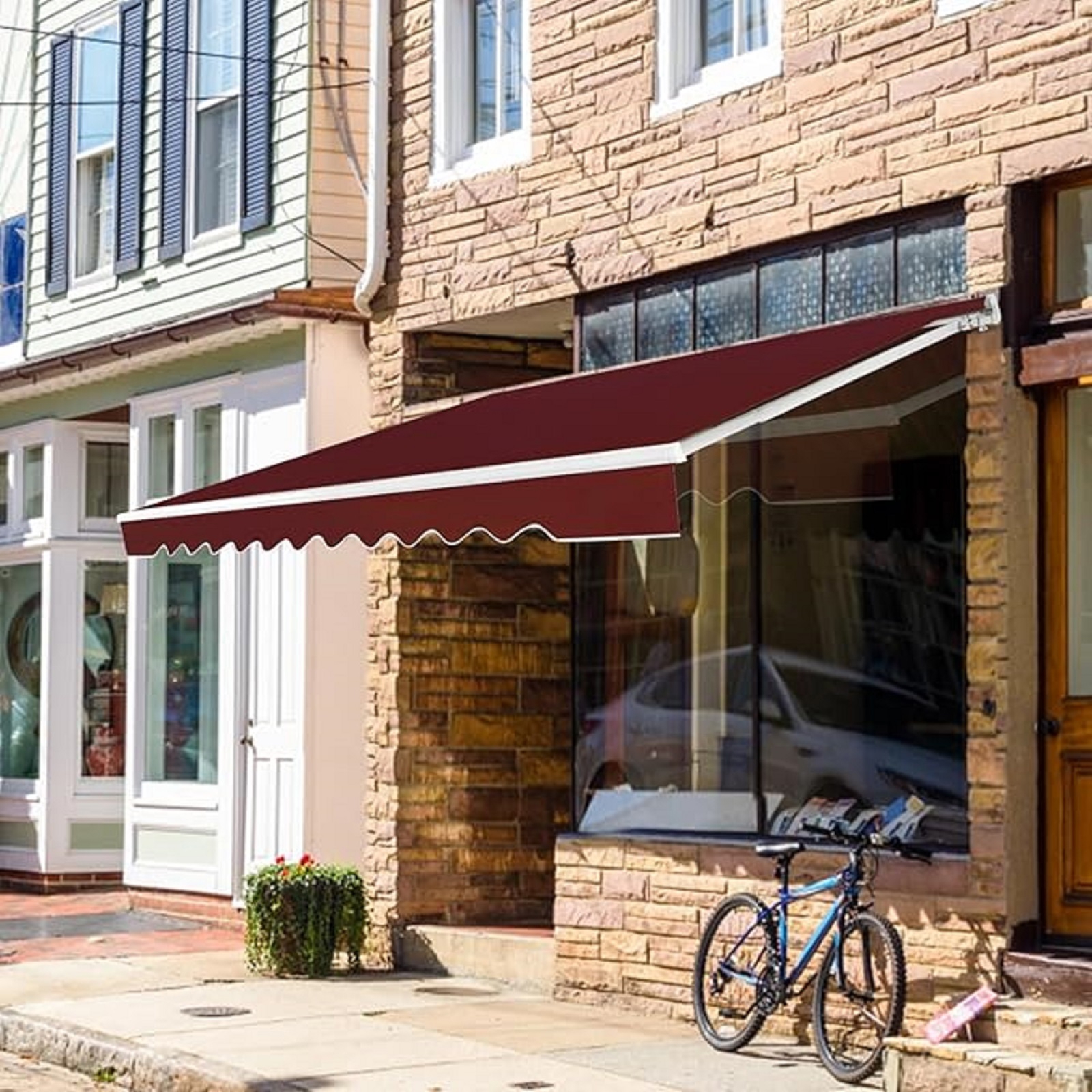 Image of 3.6 X 3 M Patio Retractable Awning, Outdoor Sunshade Cover 40° To 100°adjustable Levels, Manual Hand Crank