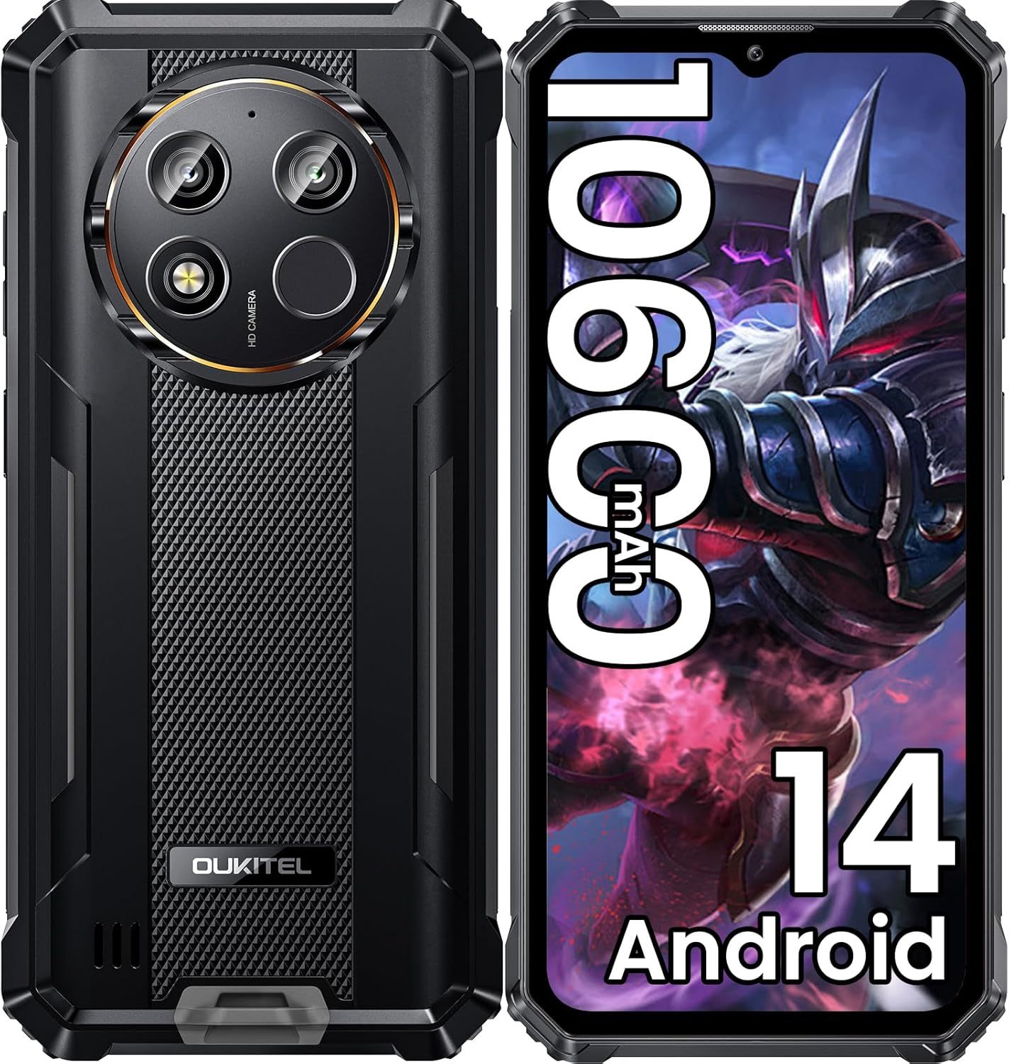 OUKITEL WP28E Rugged Smartphone Android 14-10600mAh Mobile Phones, 16GB + 64GB/1TB, 6.52