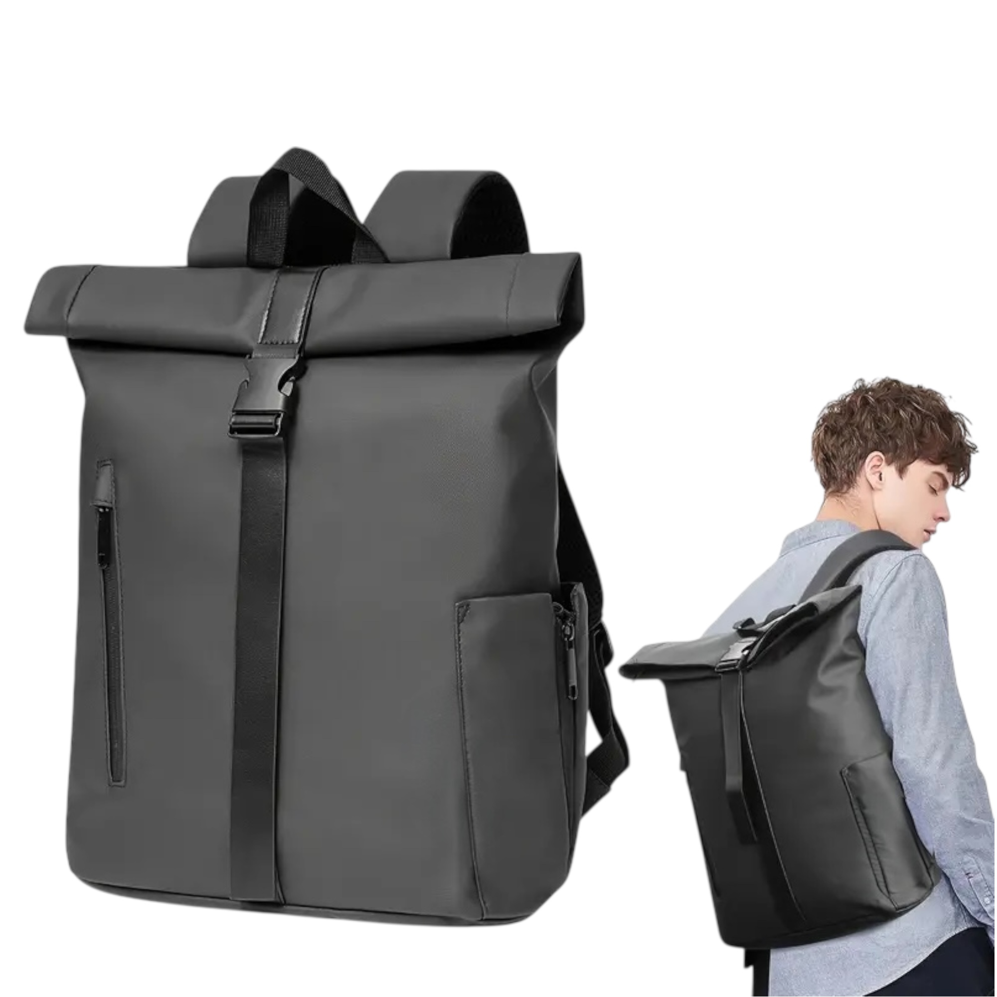 TEMU Mochila Enrollable para Hombre, Mochila Mujer para Portátil 15.6 Pulgadas, Moquera de Viaje para de 21-25L, Bolso Escolar con Múltiples
