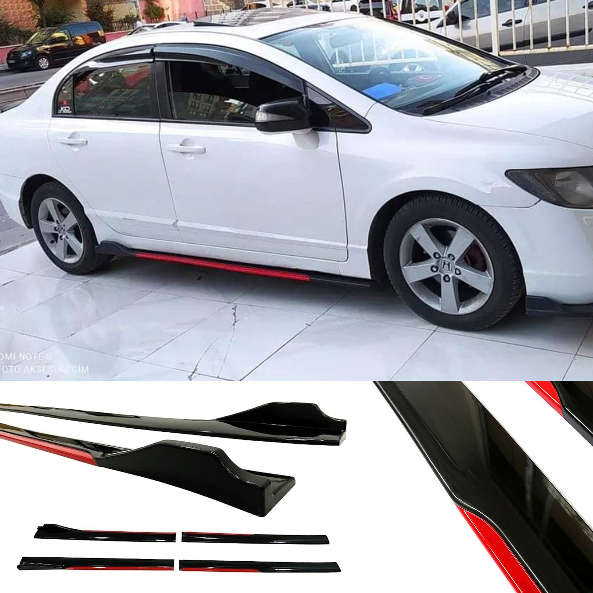 Car Universal Modification For Fd6 2006-2012 Universal Side Skirts For All Car 8pcs Extension Rod Lip Splitter Bumper Side Skirt Splitter