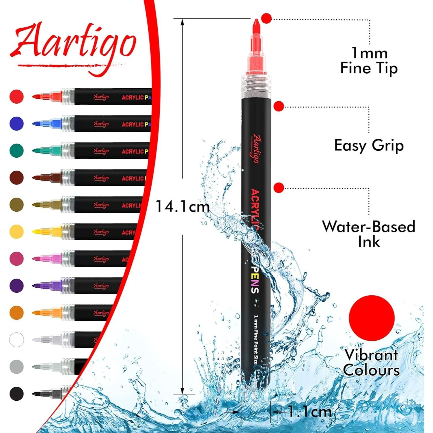 TEMU Acrylic Paint Pens Set Of 12, 1 Mm Tip Acrylic Paint Pens For Rock, Glass, Wood, Fabric, Ceramic And Many More – Premium Water Based And Water