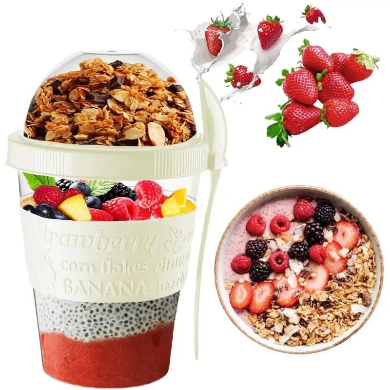 TEMU 1pc Portable Fruit Salad Cup Set/cereal And Yogurt Cup/leak-proof/suitable For Work, School, And Travel/ 20 Oz/ideal For Halloween And Christmas
