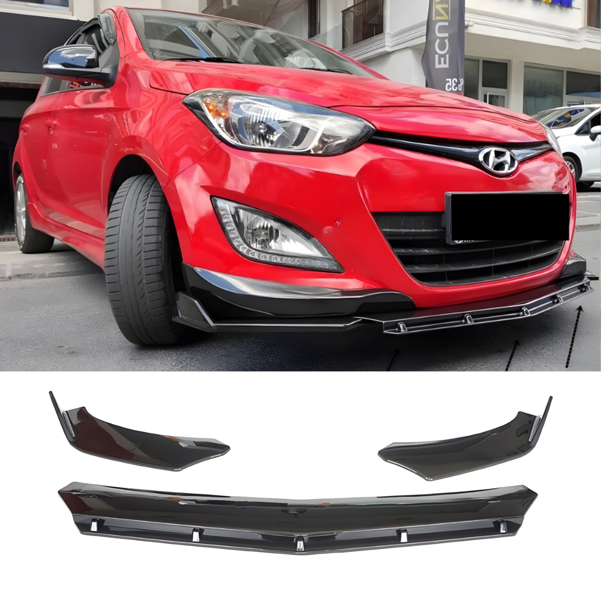 Front Bumper Lip Wrap For I20 2014-2020 Br Model 3pcs All Car Adjustable Universal Car Tuning Body Part Body Kit