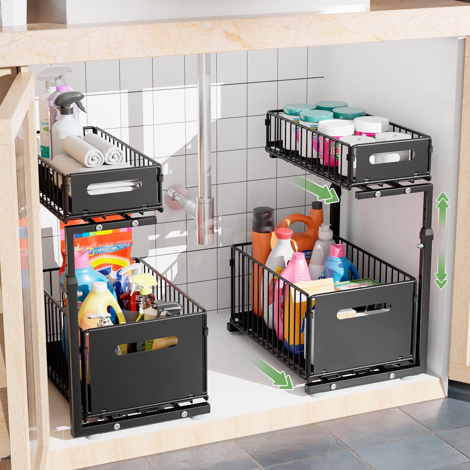 2 vånings utdragbar skåporganizer justerbar förvaringshylla - Temu Sweden