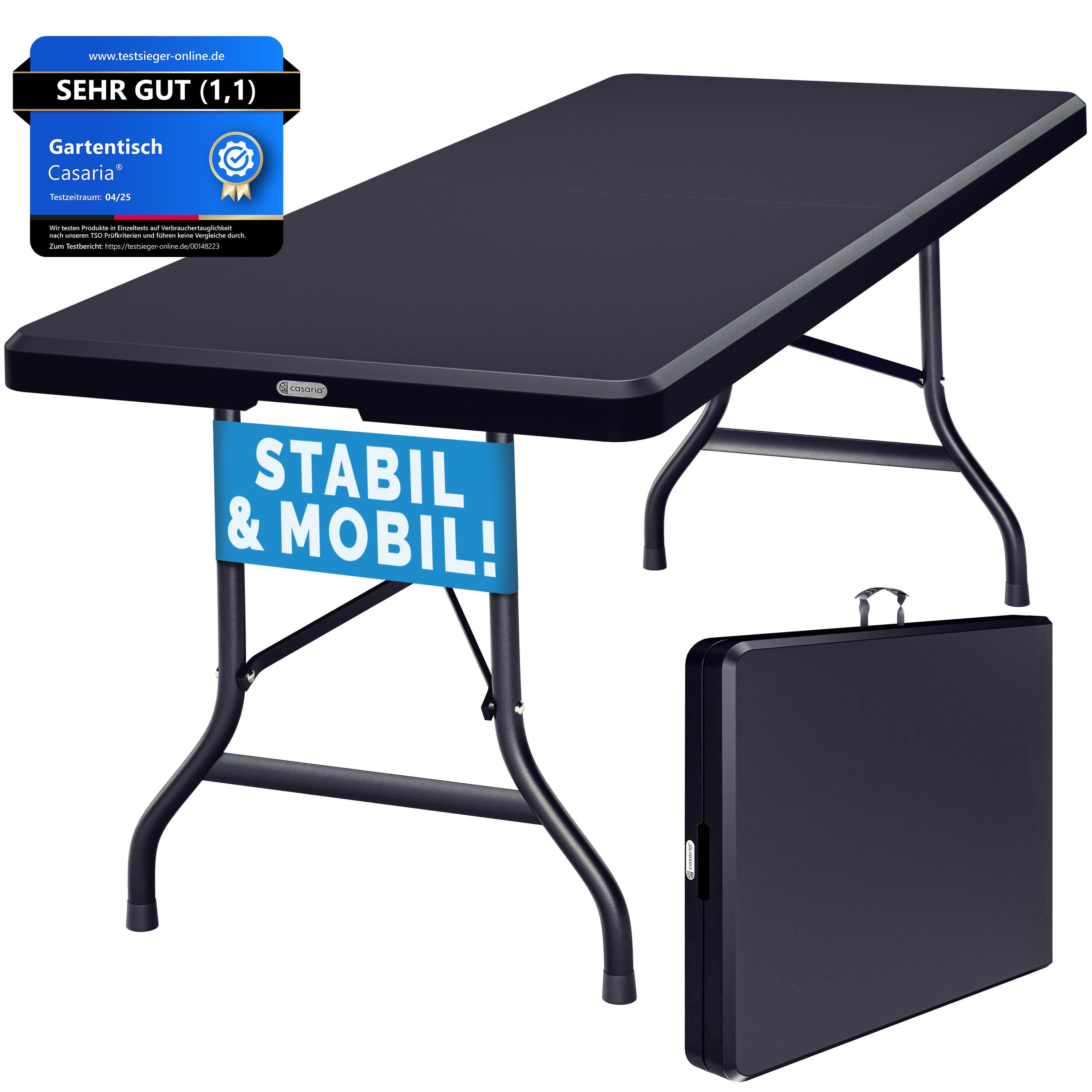 TEMU Casaria® Mesa de Jardín Plegable 183x76cm Impermeable Portátil para , Camping o , Mesa de Buffet para 8 , Color Antracita