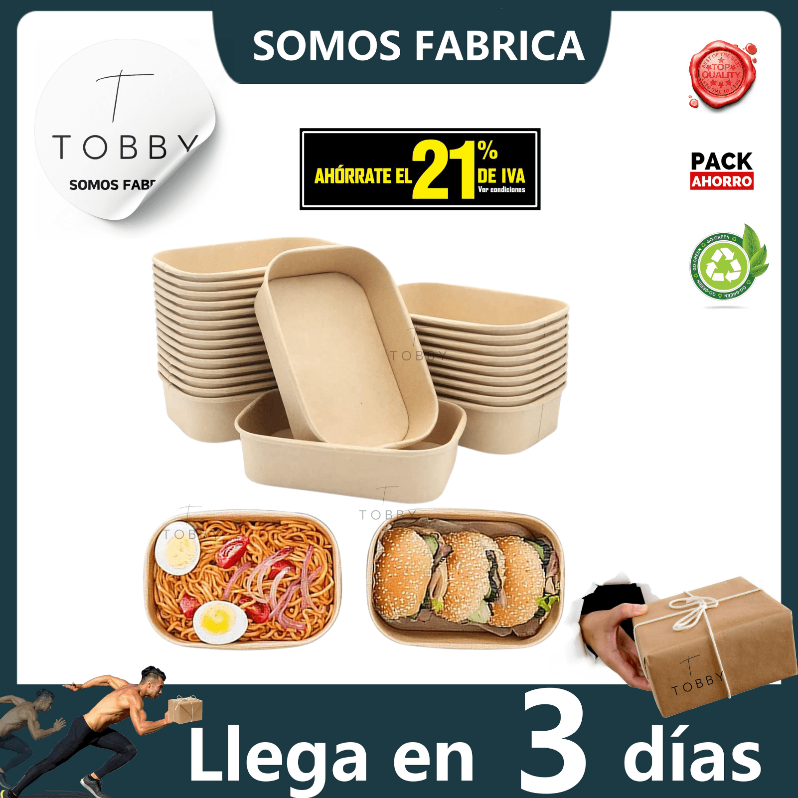 TEMU ® Envases Cartón Comida ¡ Tapas! Cuadrado 50ud Paquete Ensaladas, Entrantes, - Práctico ¡Rápido! (Cartón para Ensaladas / Contenedor Comida