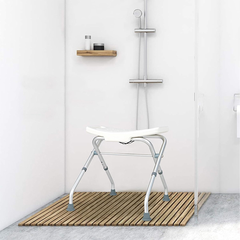 Shower Stool, Shower Bench With Handles, 3 Level Height Adjustable, Folding And Portable Shower Chair