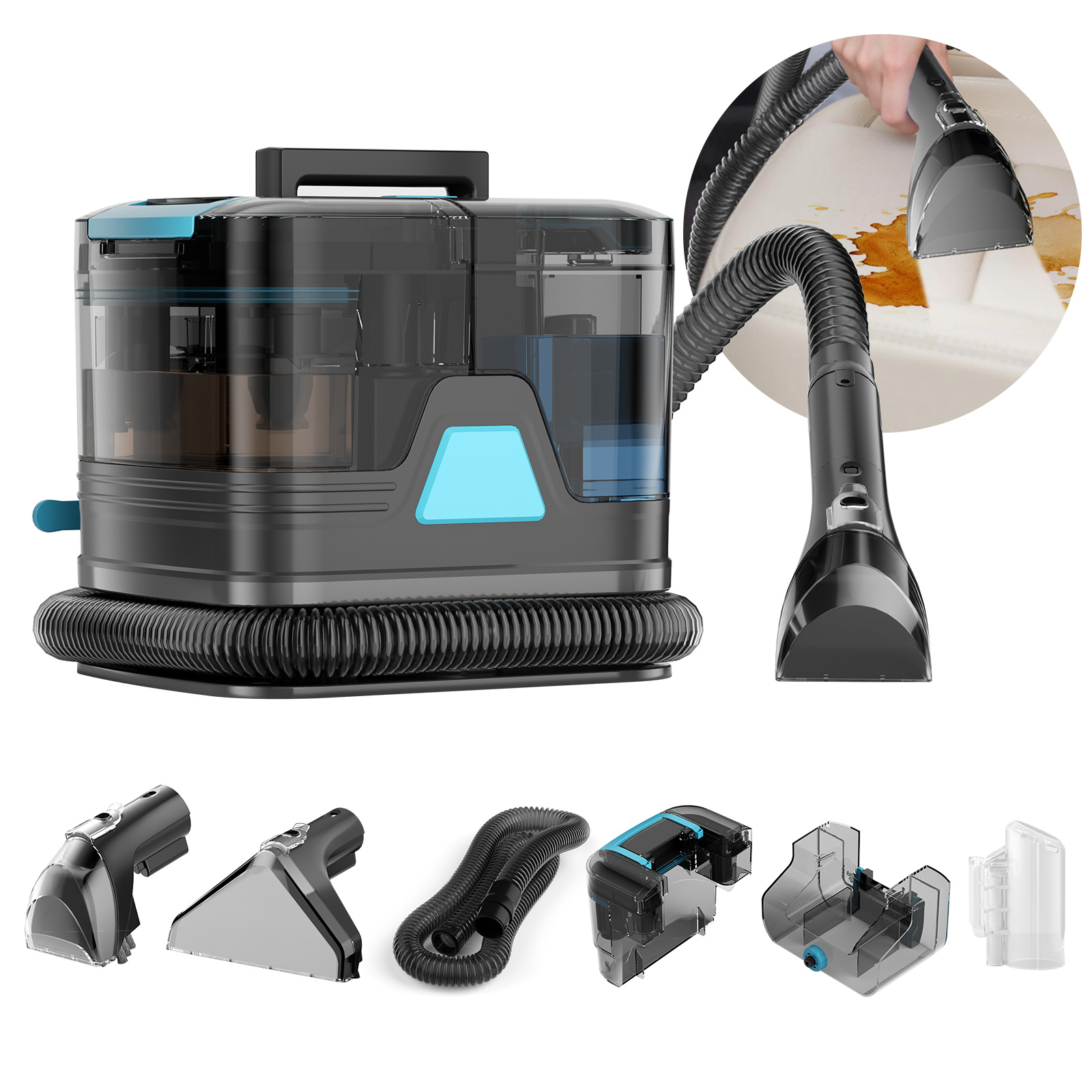 Washing Vacuum Cleaner, 14000PA Carpet Cleaner, Wet Vacuum Cleaner, Furniture Cleaner, Car Interior Cleaner, Suitable For Deep Cleaning Of Carpets, Sofas, Upholstered   Car Seats