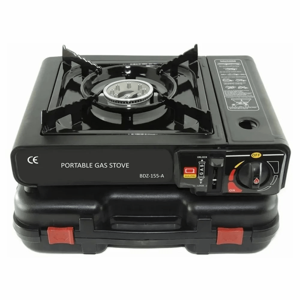TEMU Portable Camping Stove Black Portable Backpacking Gas Cooker Single Burner Stove Enamel Pan Holder Bbq Premium Outdoor Camping Stove