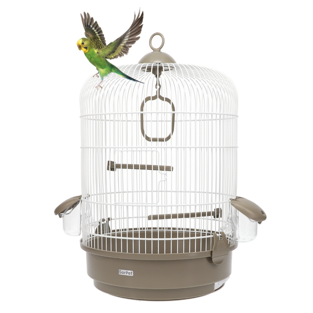Image of Birdcage Parakeet Accessories Bird Cage With Accessories Bird Aviary Indoor Round Parakeet Birdcage Small Round Hanging Nymph Parakeet Cage White