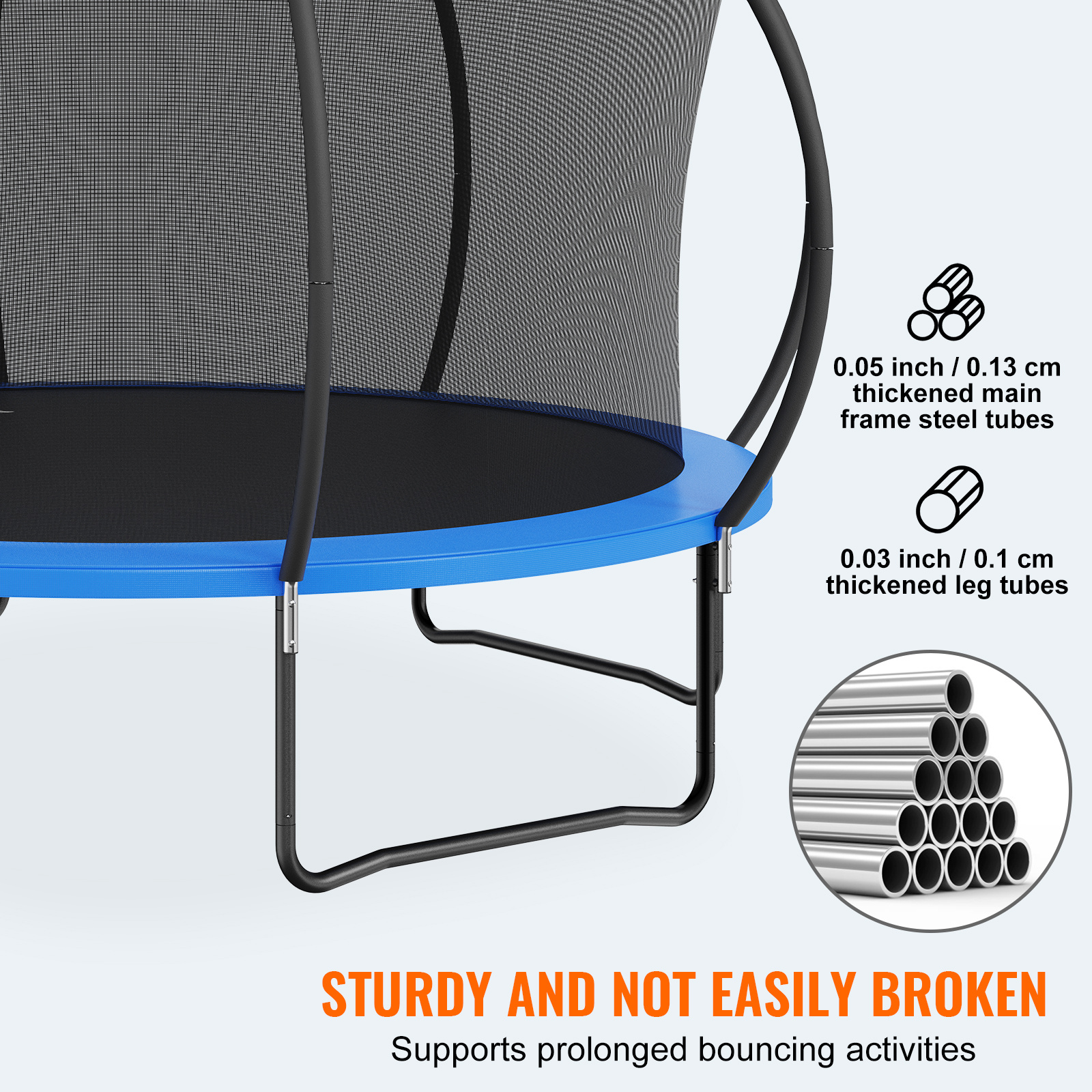 VEVOR 14FT Trampoline, 450 lbs Trampoline cu plasă de închidere, scară și stâlp curbat, trambulină de înaltă calitate cu covor de salt și husă de arc, trambuline recreative în aer liber pentru copii adulți