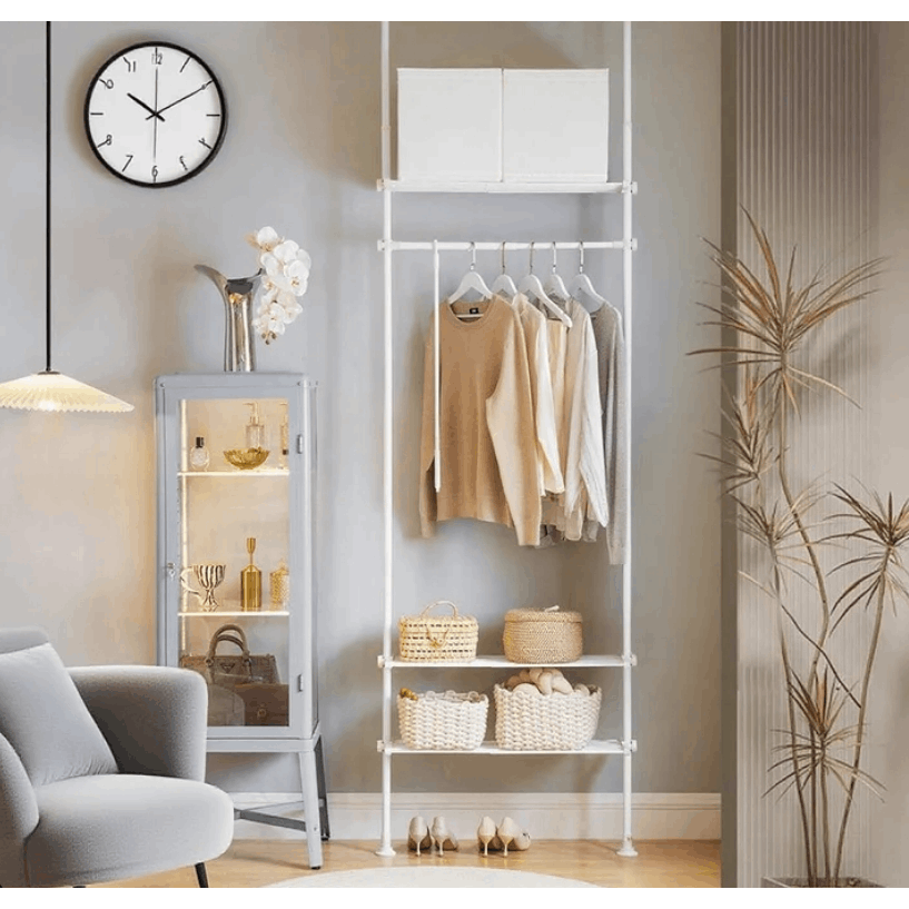 TEMU Télescopique Porte-vêtements Système de Penderie Blanc SoBuy KLS07-W