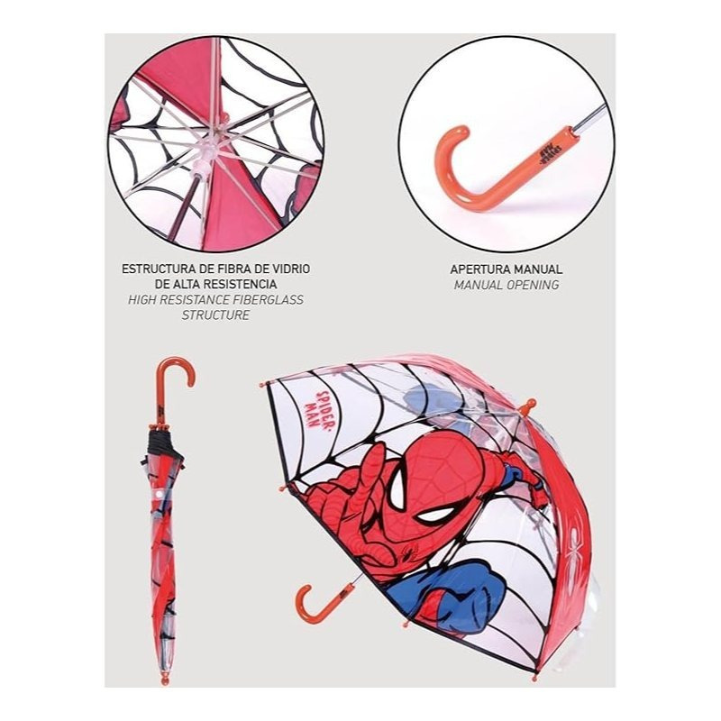 Doorzichtige spiderman paraplu voor kids
