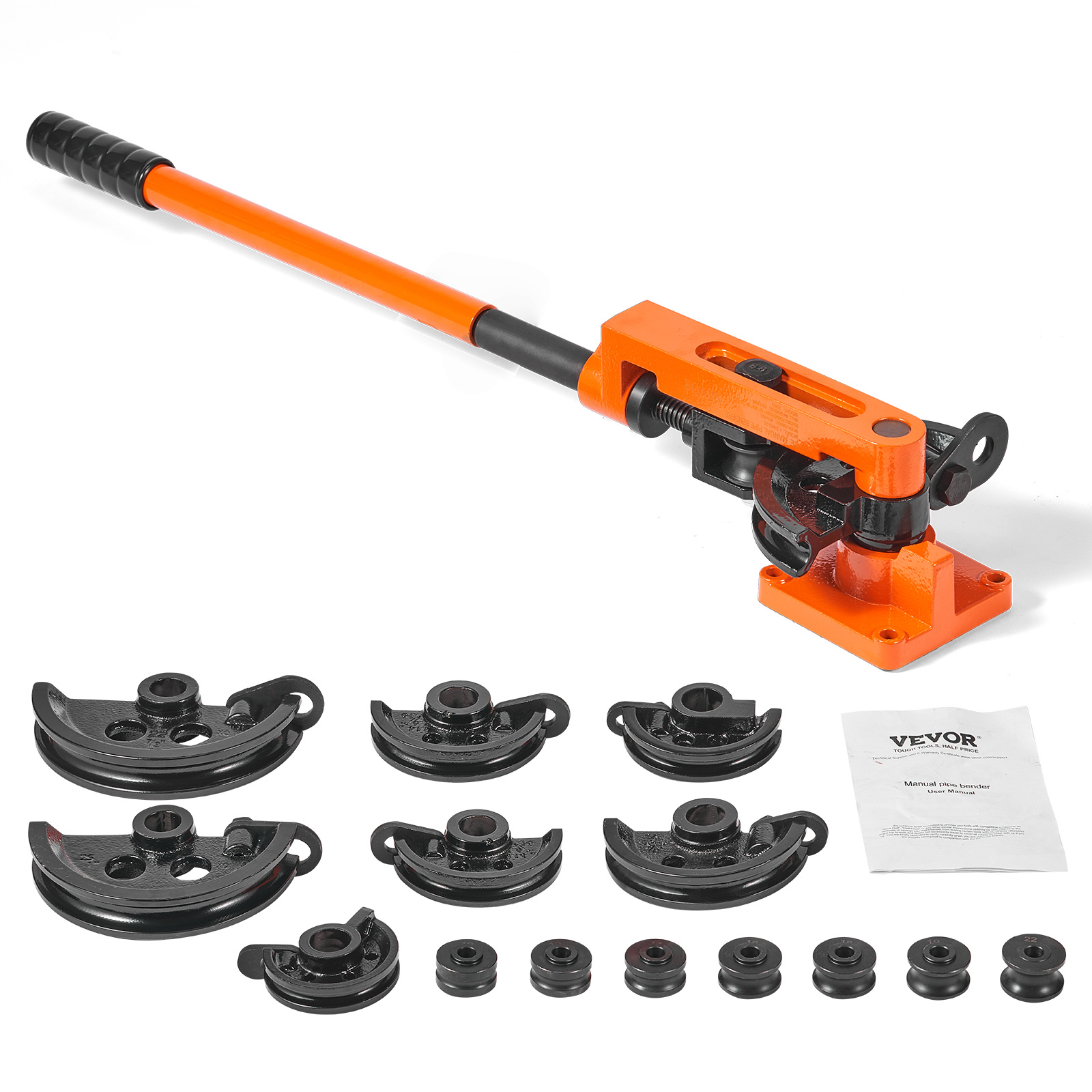 Image of Vevor Pipe Tube Bender, 9.5mm To 25.4mm Od Manual Pipe Tube Bender With 7 Bending Dies, 180° Copper Aluminum Pipes Bending Tools For Hvac Air Conditioning Refrigerator Auto Repair