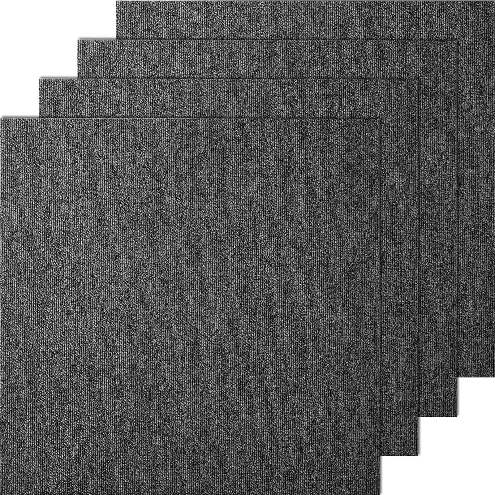 Image of Vevor Carpet Tiles Reusable, 20"x 20" Carpet Squares With Padding Attached, Soft Padded Carpet Tiles, Diy For Bedroom Living Room Indoor Outdoor (20 Tiles, Dark Gray)