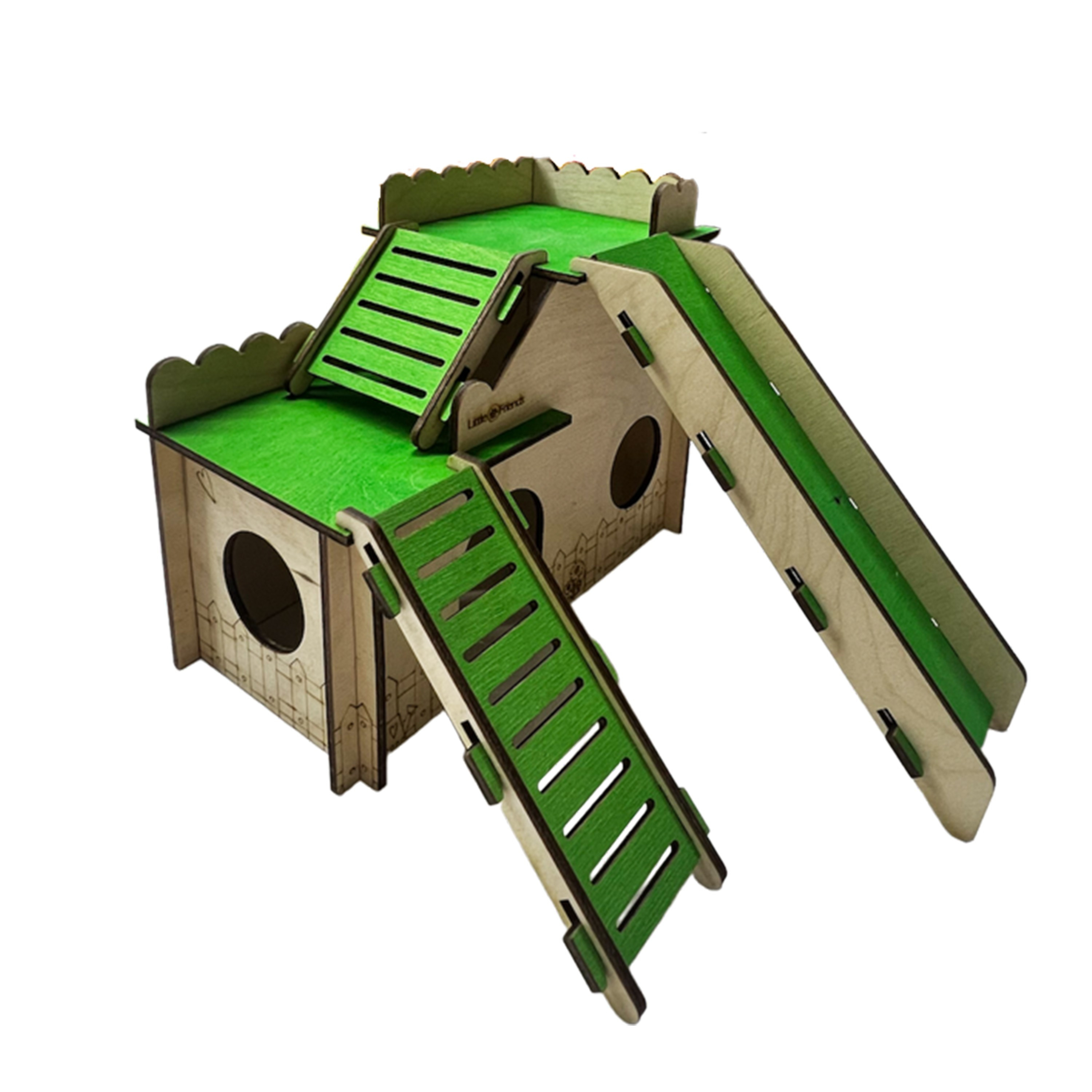 TEMU Small Animal Castle Home – 23 X 28 X 18 Cm – Wooden Hideaway House For Hamsters, Rats, Gerbils, & Other Small Pets