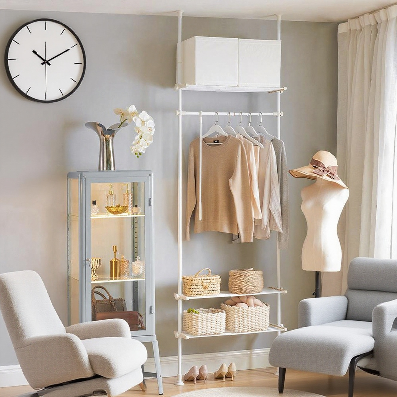 TEMU Télescopique Porte-vêtements Système de Penderie Blanc SoBuy KLS07-W
