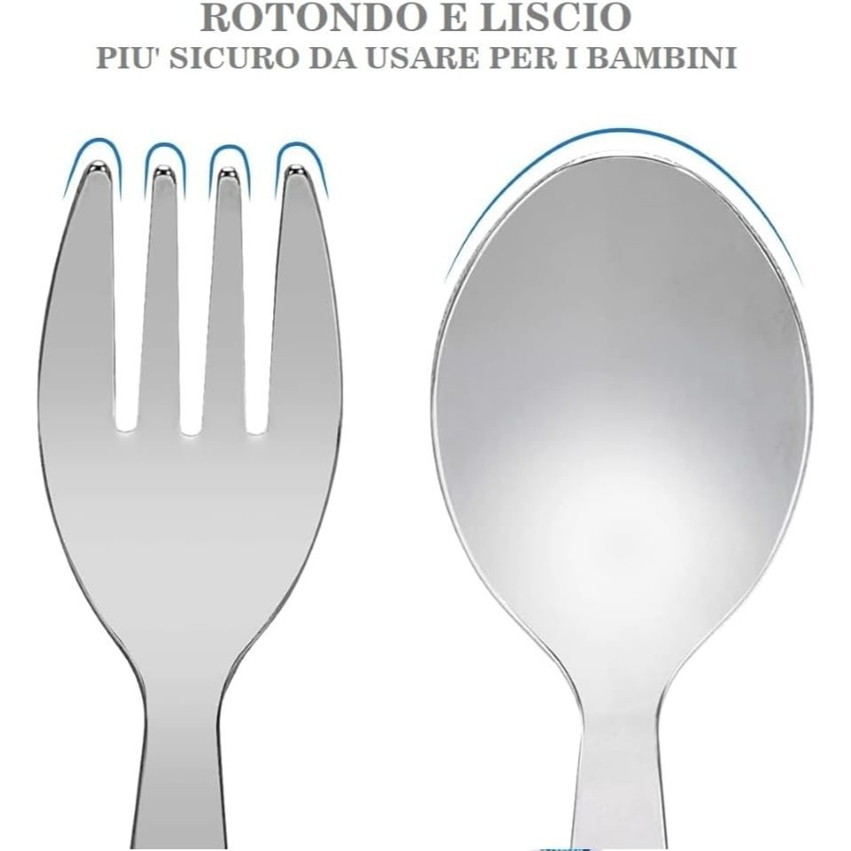 SUPER MARIO - Roestvrijstalen kinderservies - Vork en lepel - SUPERMARIO