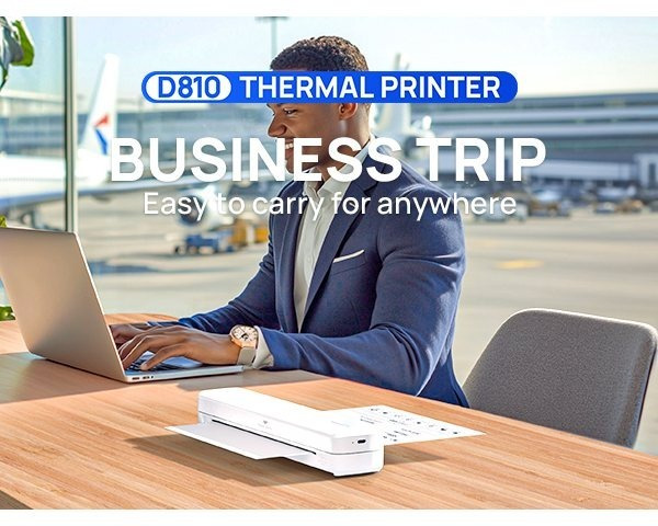 Imprimante thermique portable D810 - Connectivité sans fil et impression USB, compatible avec les téléphones mobiles, les tablettes et les ordinateurs portables, avec deux modes pour les autocollants de tatouage et le papier manuscrit thermique, idéale pour la maison, le bureau, les voyages, l'artisanat et les petites entreprises - 20 feuilles de papier d'impression thermique gratuites !