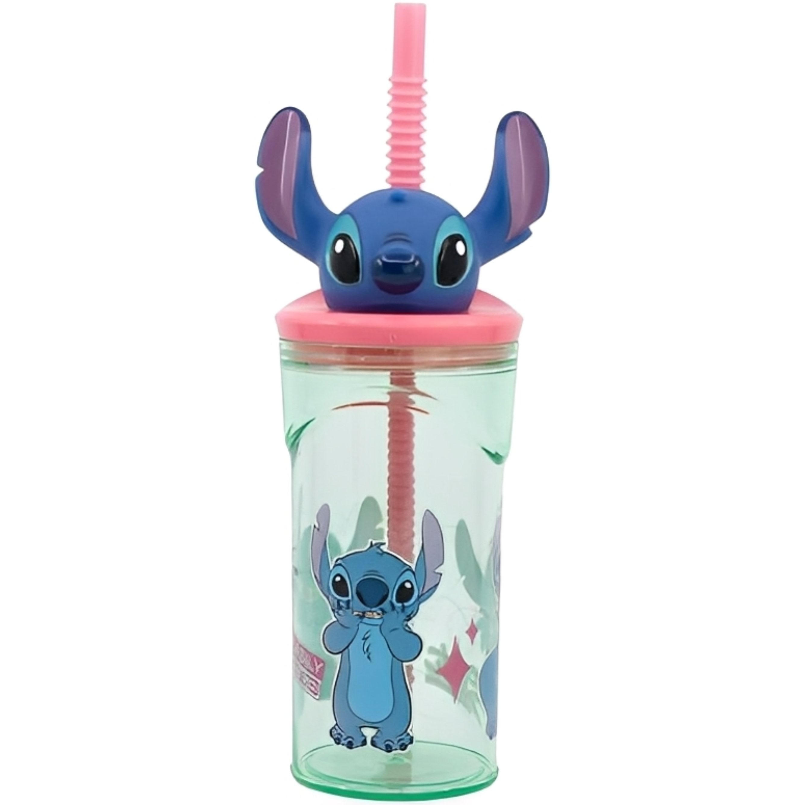 360ml Glass With Straw And 3d Character For Kids