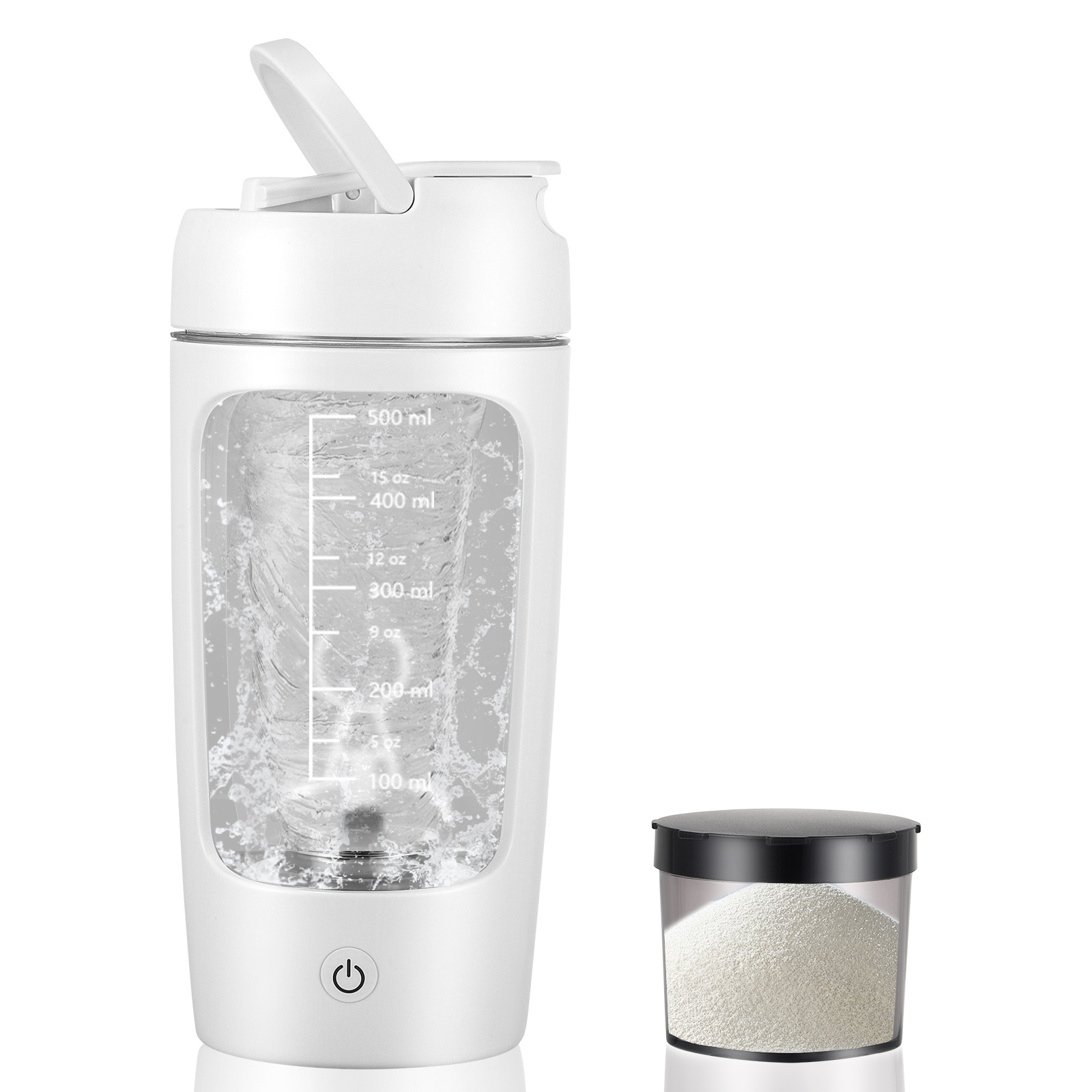 TEMU Electric Protein Shaker Bottle, 500 Ml Protein Shaker With Powder Box, Usb Rechargeable Shaker Protein Shake With Handle For Sports And Fitness