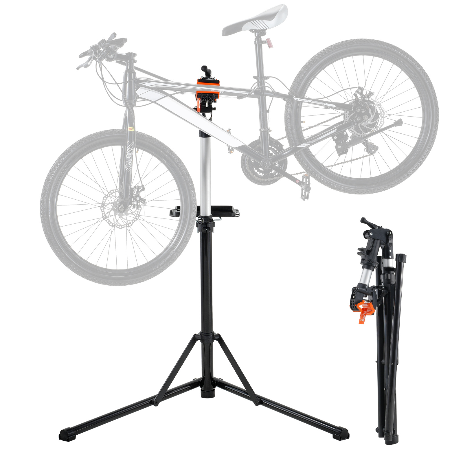 Image of Vevor Bike Repair Stand, 30 Kg Heavy-duty Bicycle Repair Stand, Adjustable Height Bike Maintenance With Tool Tray Telescopic Arm, Foldable Bike Work Stand For Home, Shops