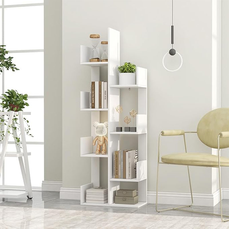Image of 8 Tier Bookcase, Tree Shape, 80 Kg Load, Office Storage Shelf With Anti-tip Device, Non-slip Feet