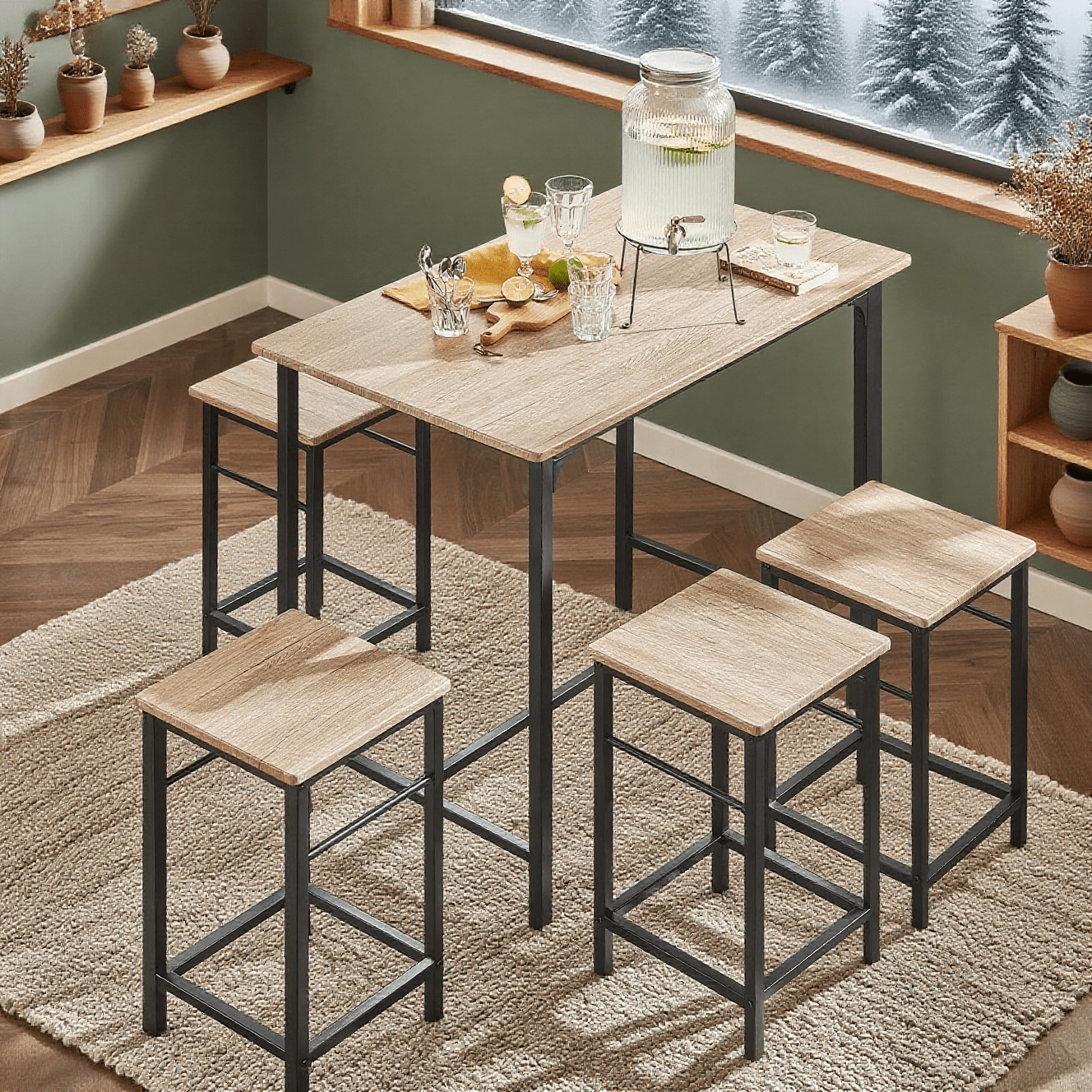 TEMU Lot de 4 tabourets et de jardin 5 pièces - PHU22-O