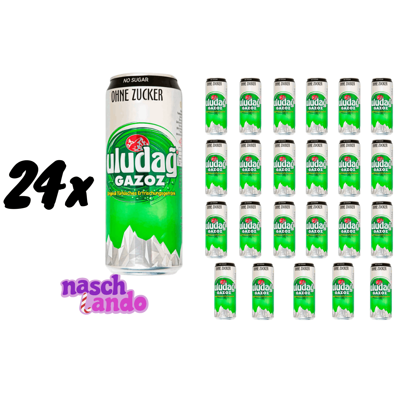 24x Uludag 0 Sugar Soda 330ml Including €0.25 Deposit Per Can