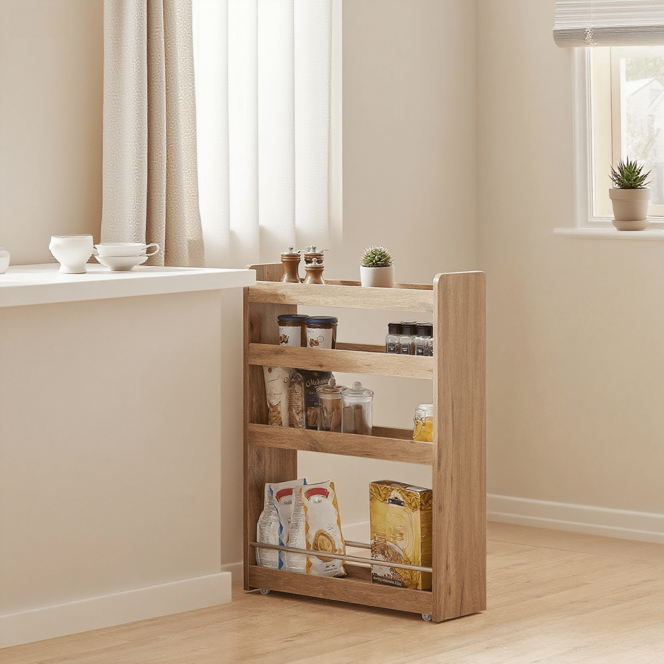 Image of 1pc Slim Storage Cart With 4 Wheels, 4-level Storage Rack With Anti-tip Brackets, Compact Storage Unit For Kitchen, Bathroom, Beauty Products 60 X X 81cm - Sobuy Ots12-qg
